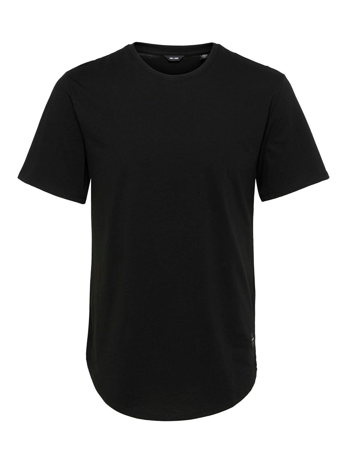 ONLY & SONS T-shirts Long Line Fit Col rond -Black - 22002973