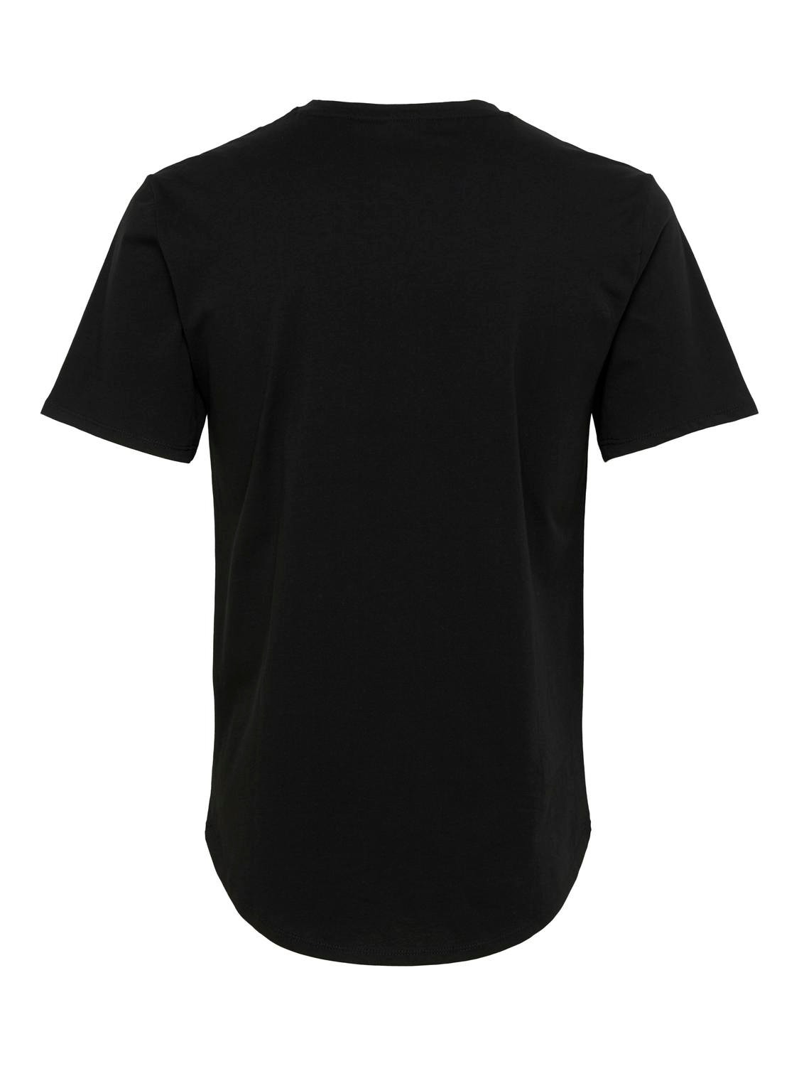 ONLY & SONS T-shirts Long Line Fit Col rond -Black - 22002973