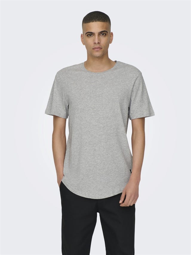 ONLY & SONS Long Line Fit O-hals T-skjorte - 22002973