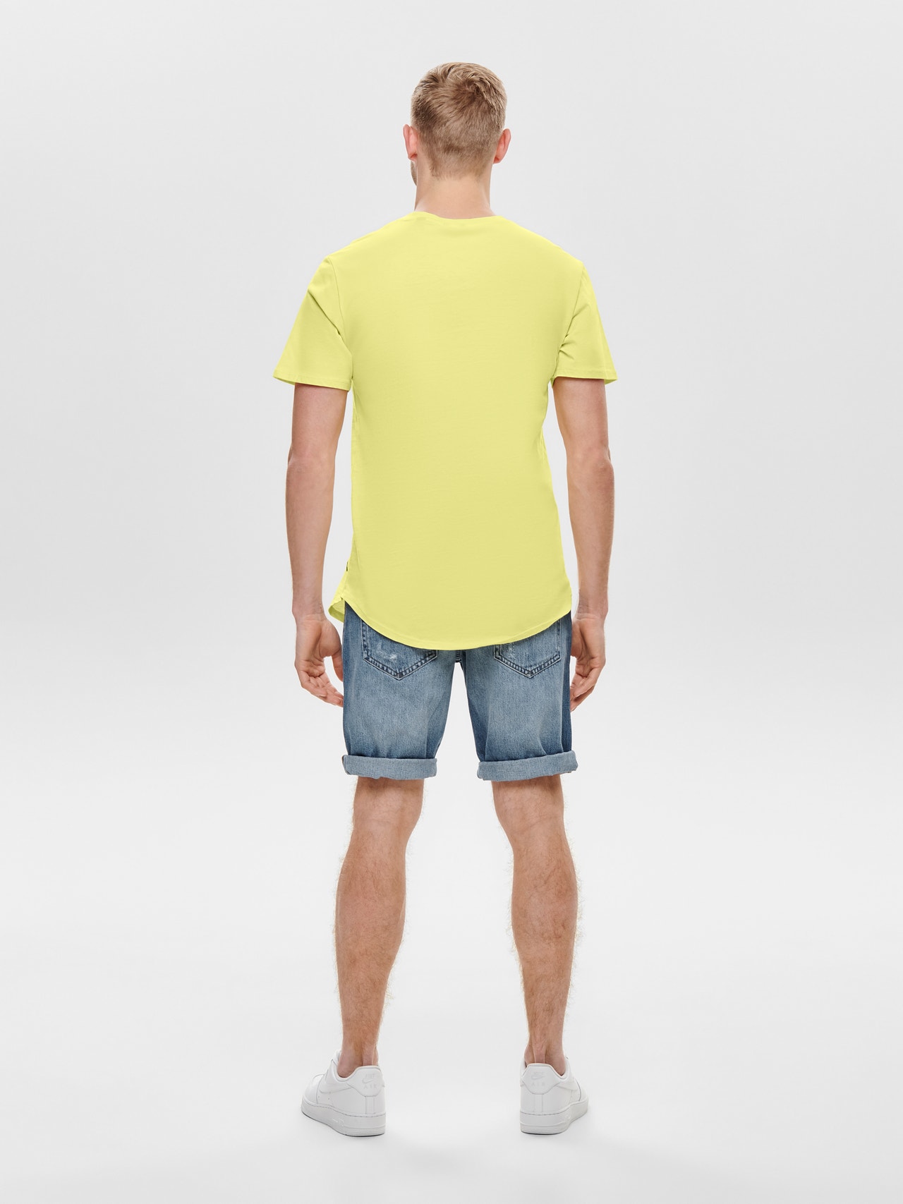 ONLY & SONS Long Line Fit O-hals T-skjorte -Mellow Yellow - 22002973
