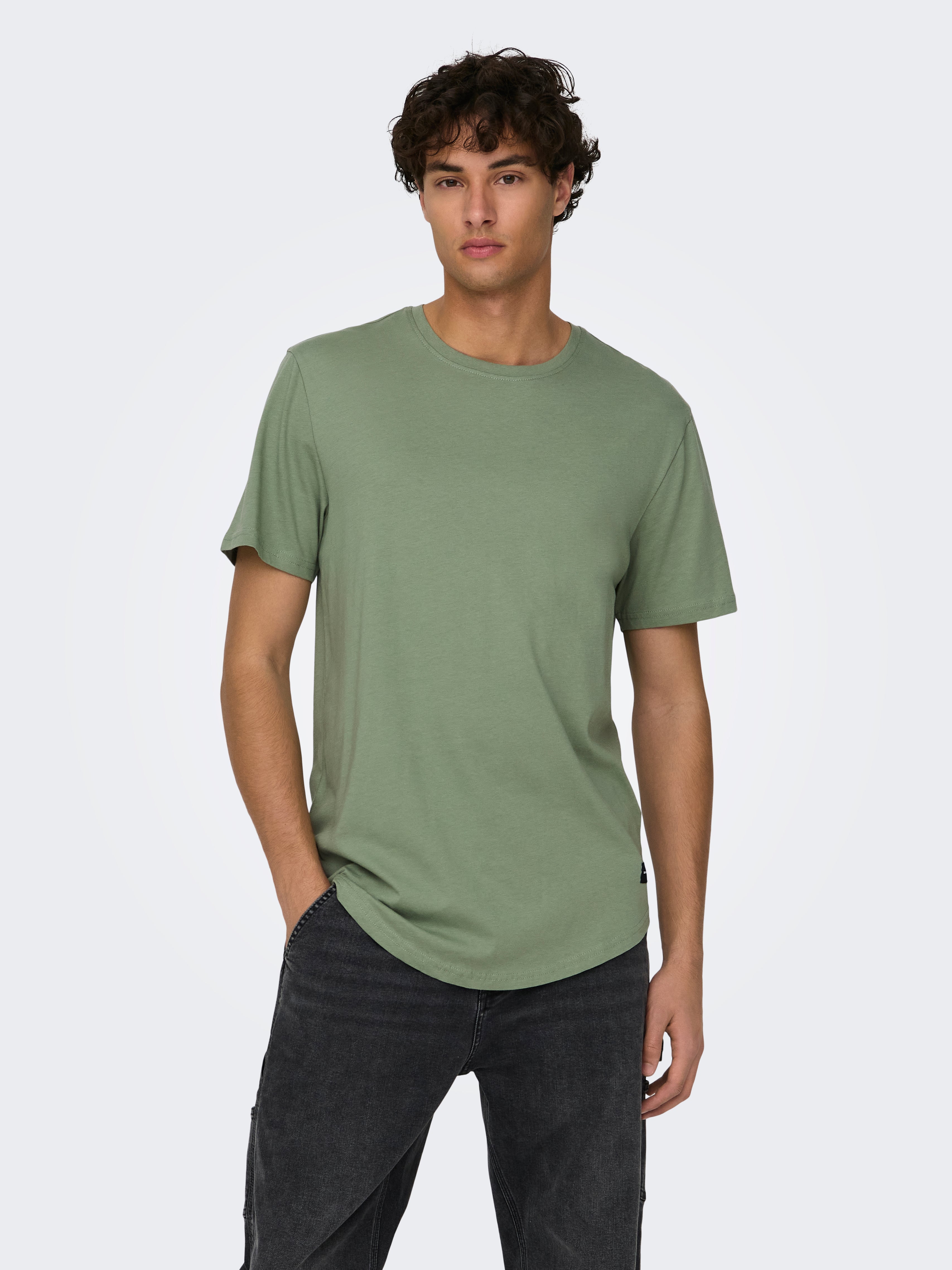 Line Fit O-Neck T-Shirt | Dark Green 