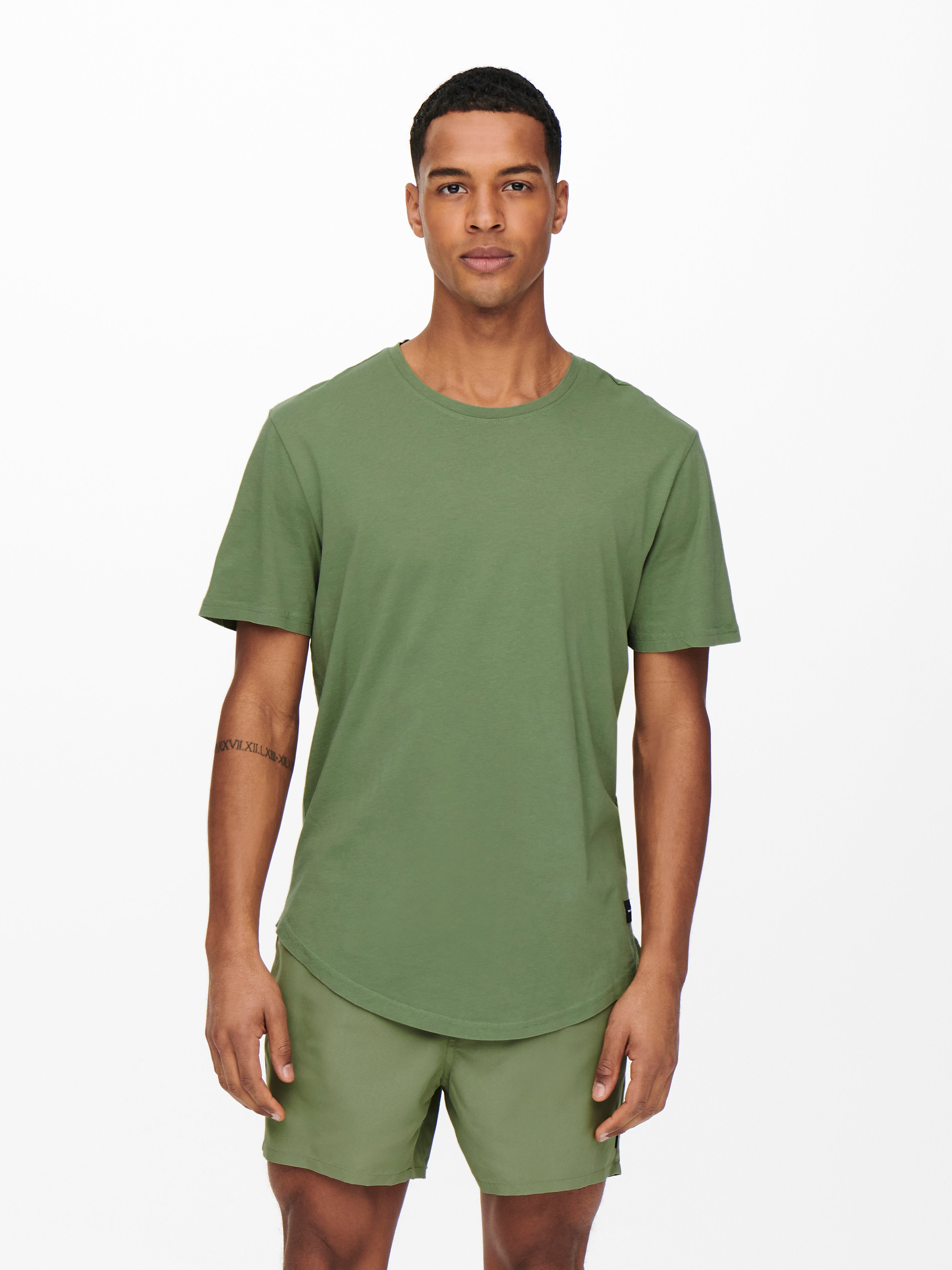 Line Fit O-Neck T-Shirt | Dark Green 