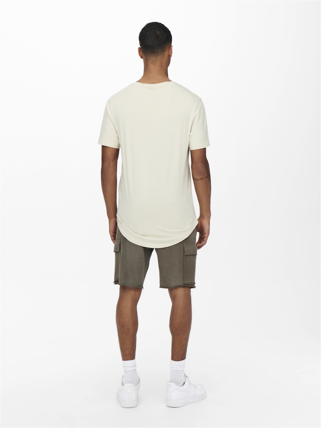 ONLY & SONS Long Line Fit Round Neck T-Shirt -Pelican - 22002973