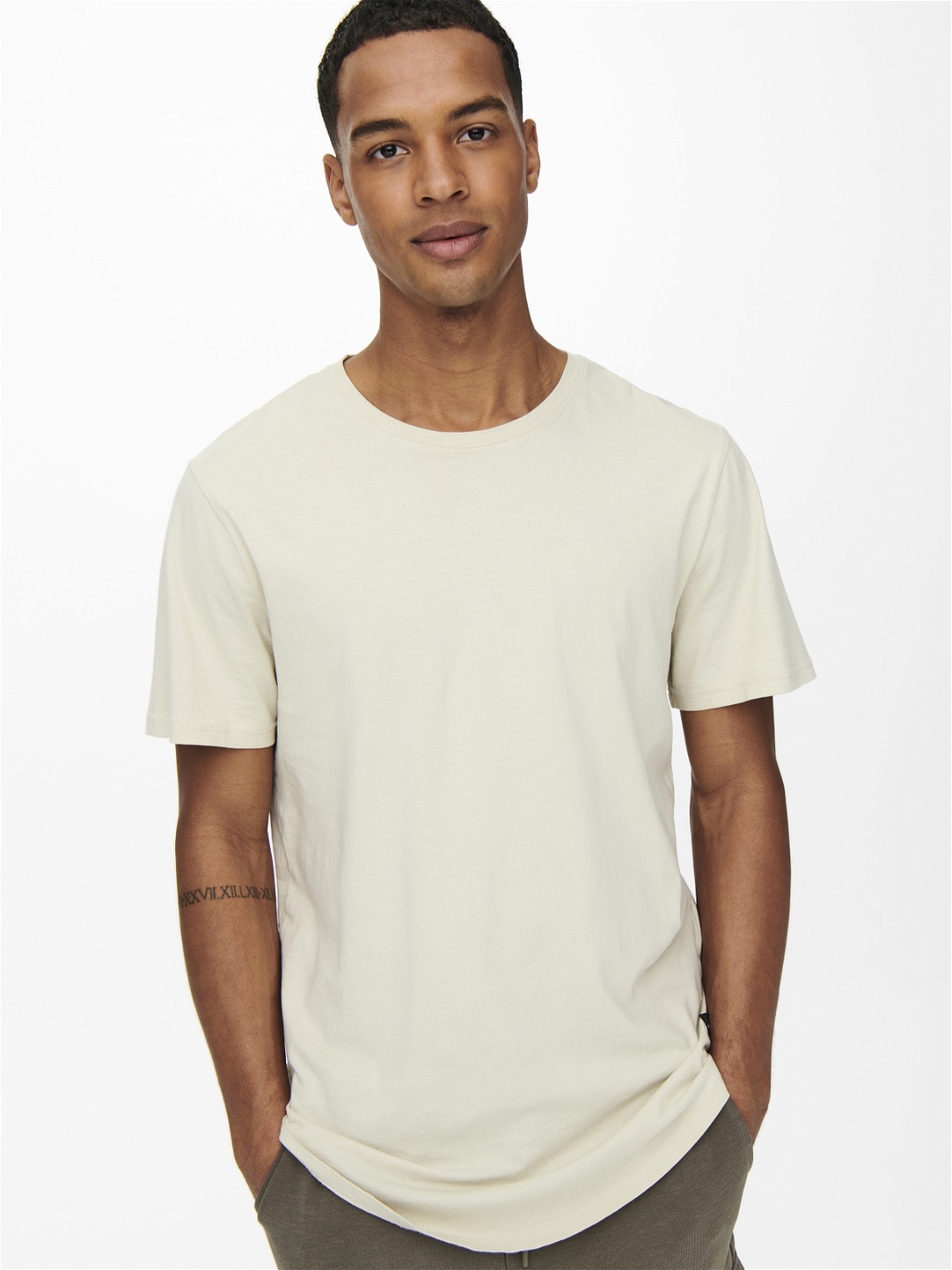 ONLY & SONS Long Line Fit O-ringning T-shirt -Pelican - 22002973