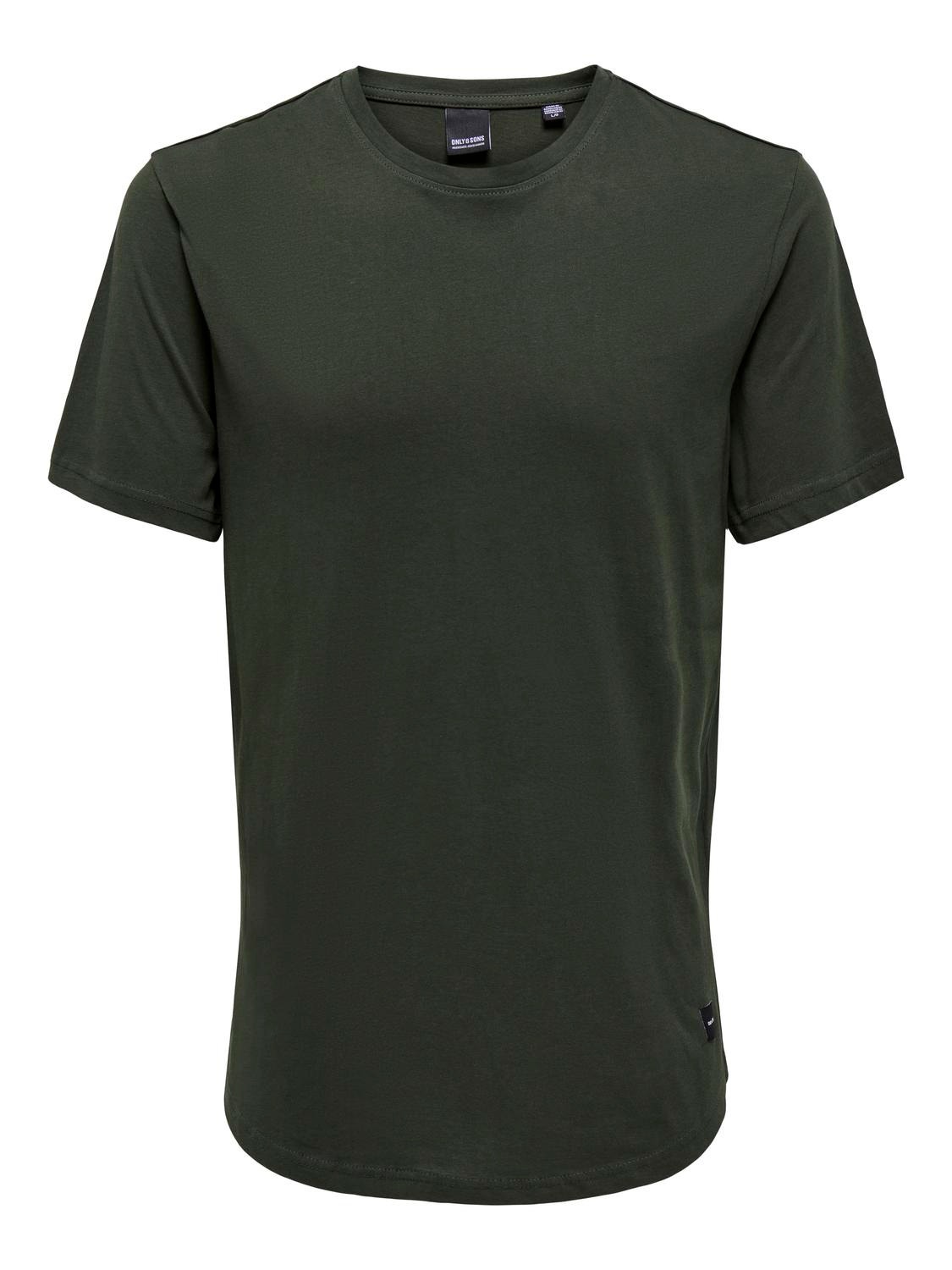 ONLY & SONS Long Line Fit Round Neck T-Shirt -Rosin - 22002973