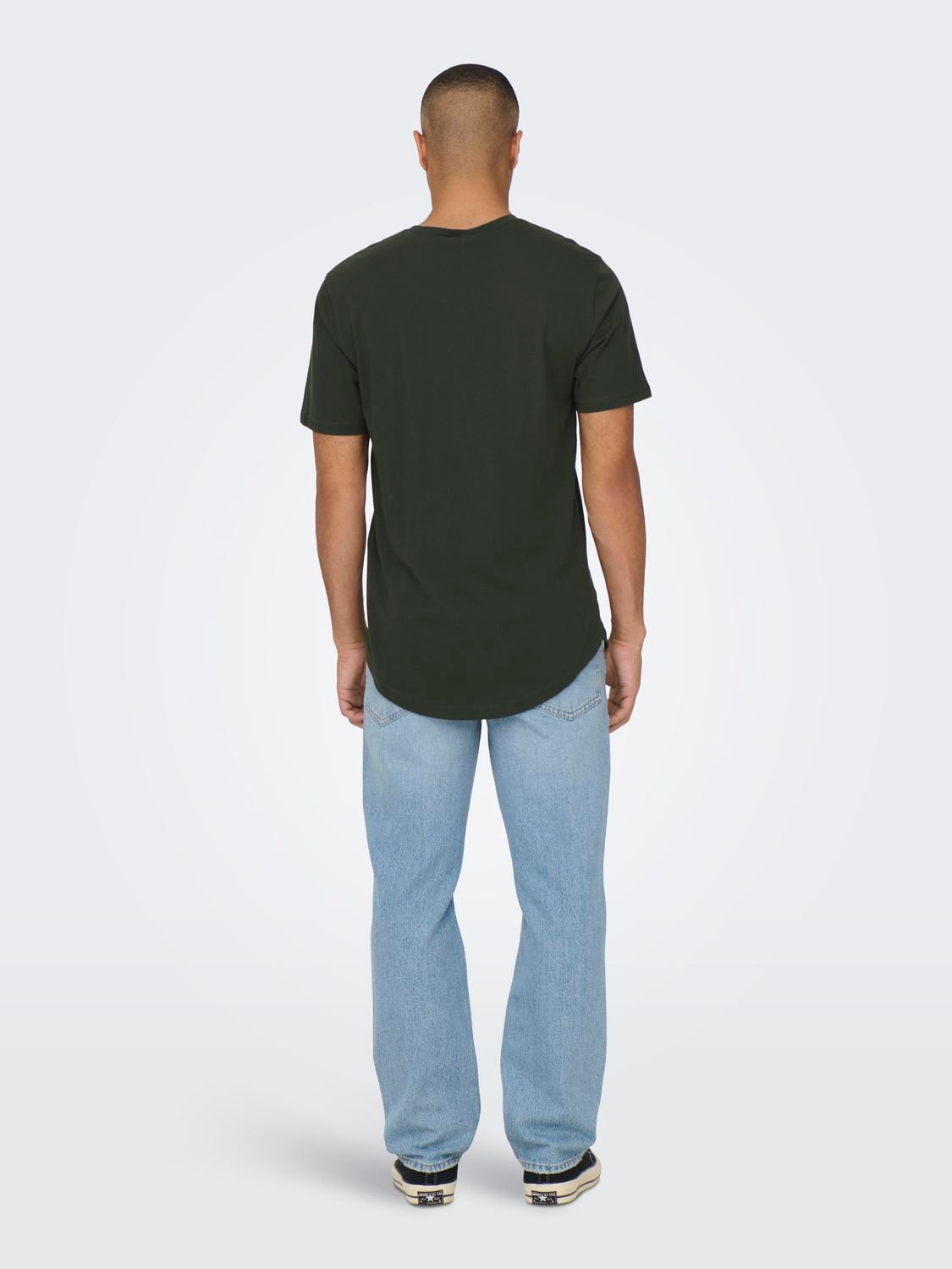 ONLY & SONS Lang geschnitten Rundhals T-Shirt -Rosin - 22002973