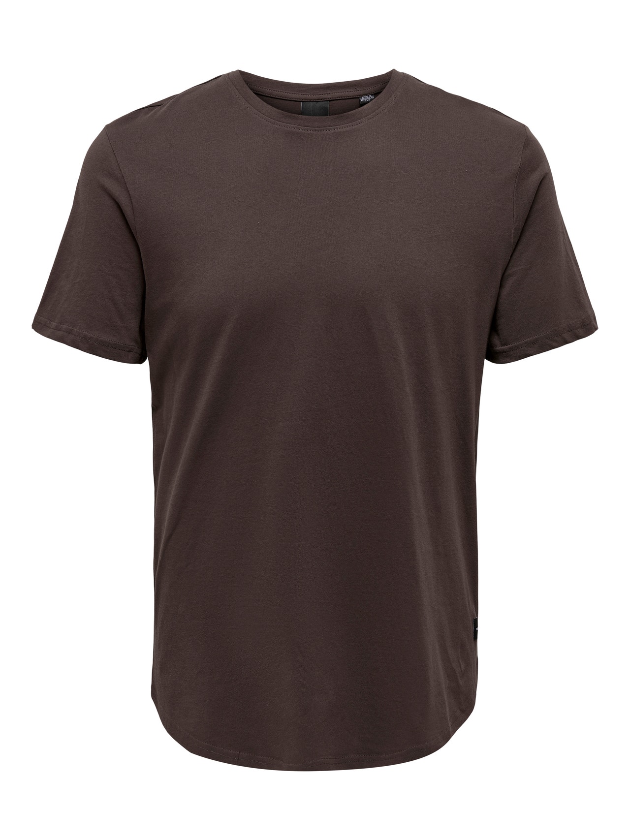 ONLY & SONS T-shirts Long Line Fit Col rond -Seal Brown - 22002973