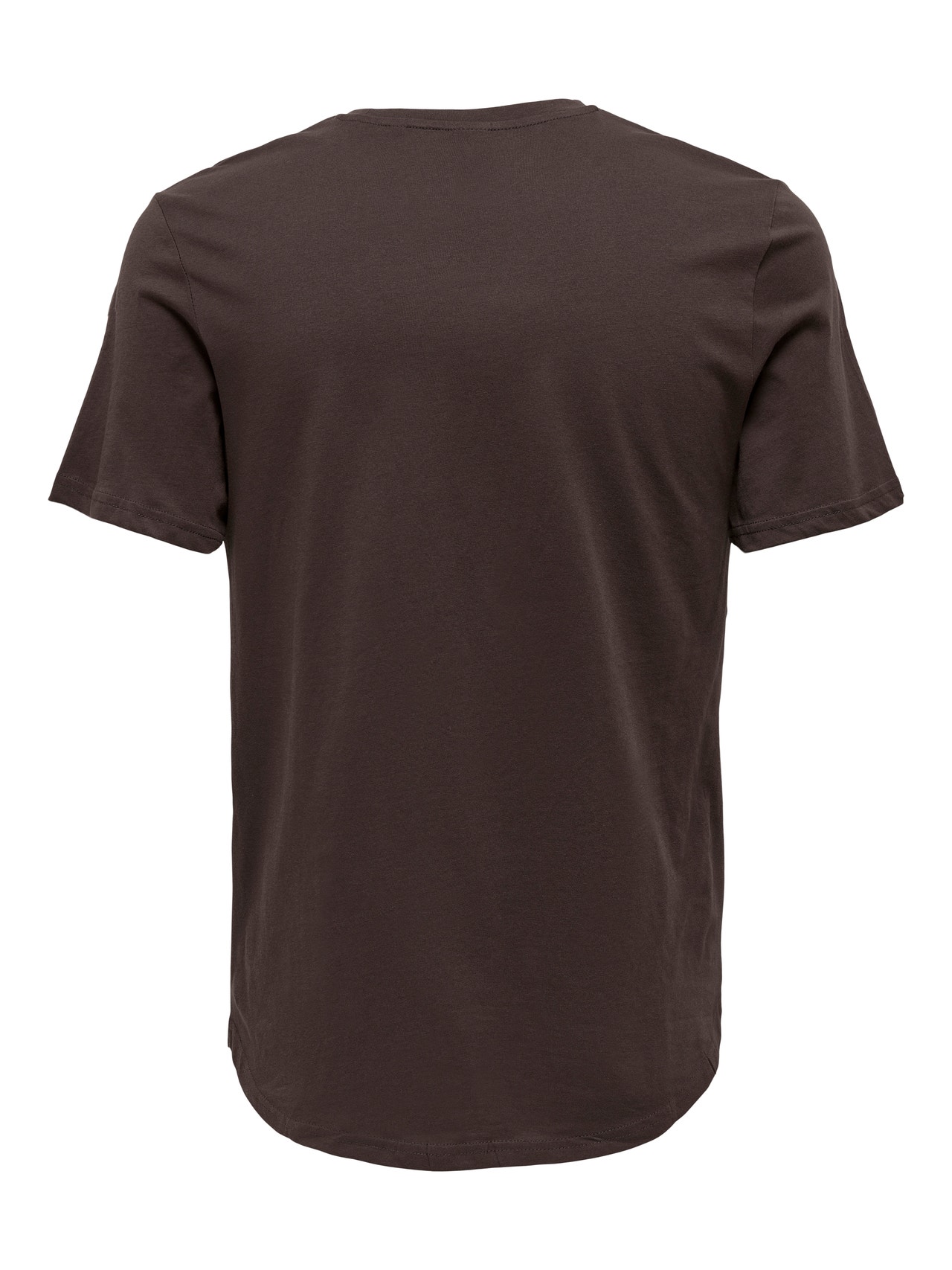 ONLY & SONS Long Line Fit Round Neck T-Shirt -Seal Brown - 22002973