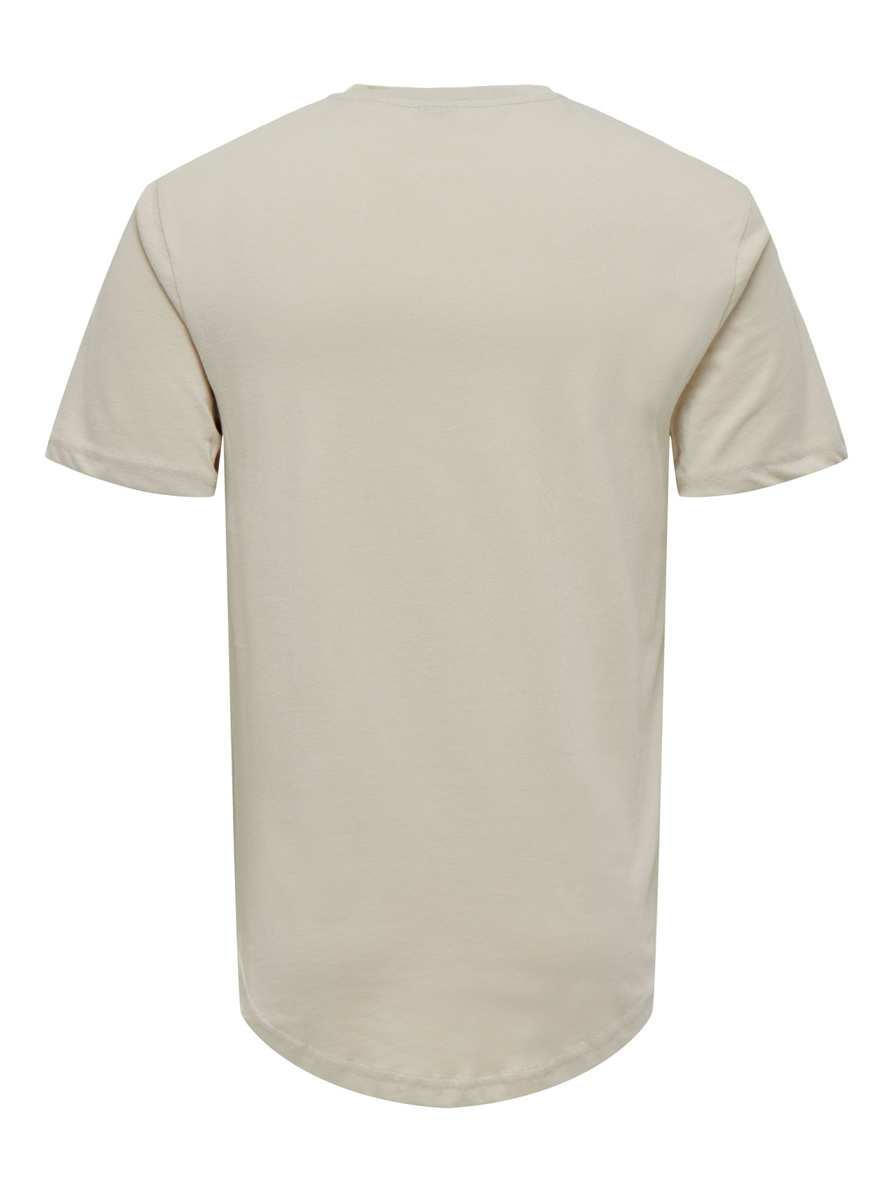 ONLY & SONS Long Line Fit Round Neck T-Shirt -Silver Lining - 22002973