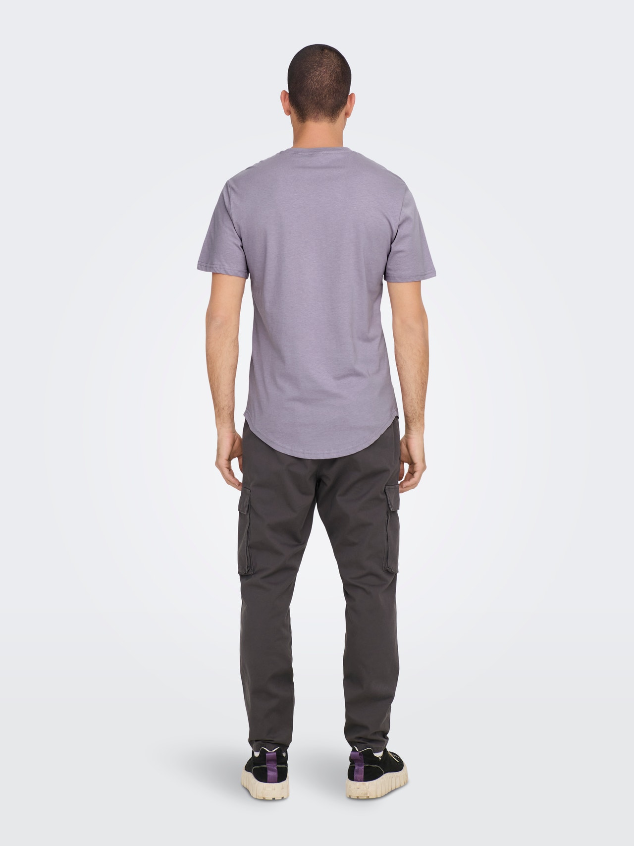 ONLY & SONS Long Line Fit Round Neck T-Shirt -Purple Ash - 22002973