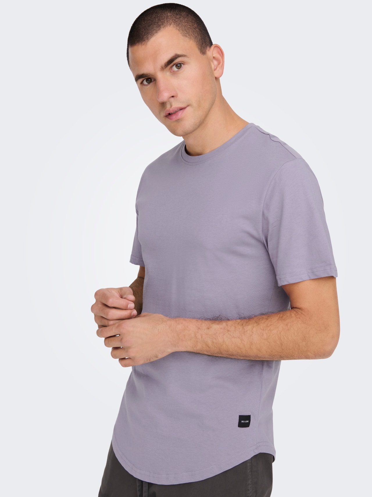 ONLY & SONS T-shirts Long Line Fit Col rond -Purple Ash - 22002973