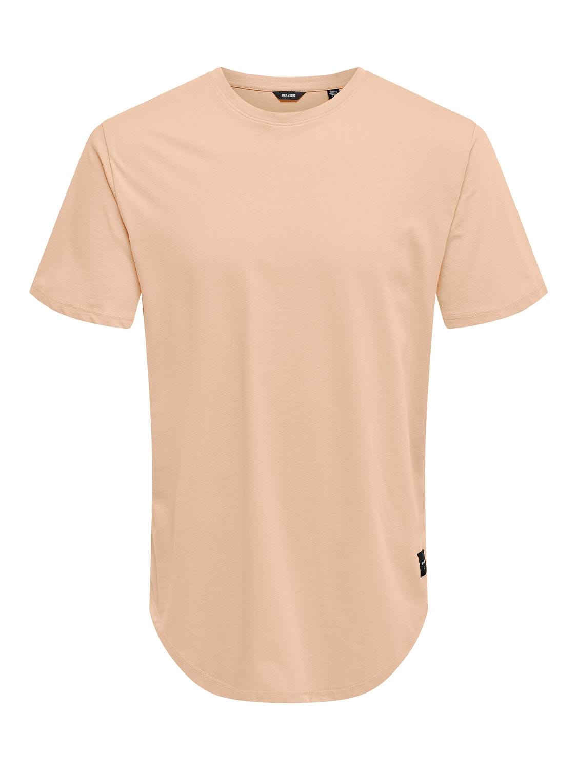 ONLY & SONS Long Line Fit O-hals T-skjorte -Peach Nectar - 22002973