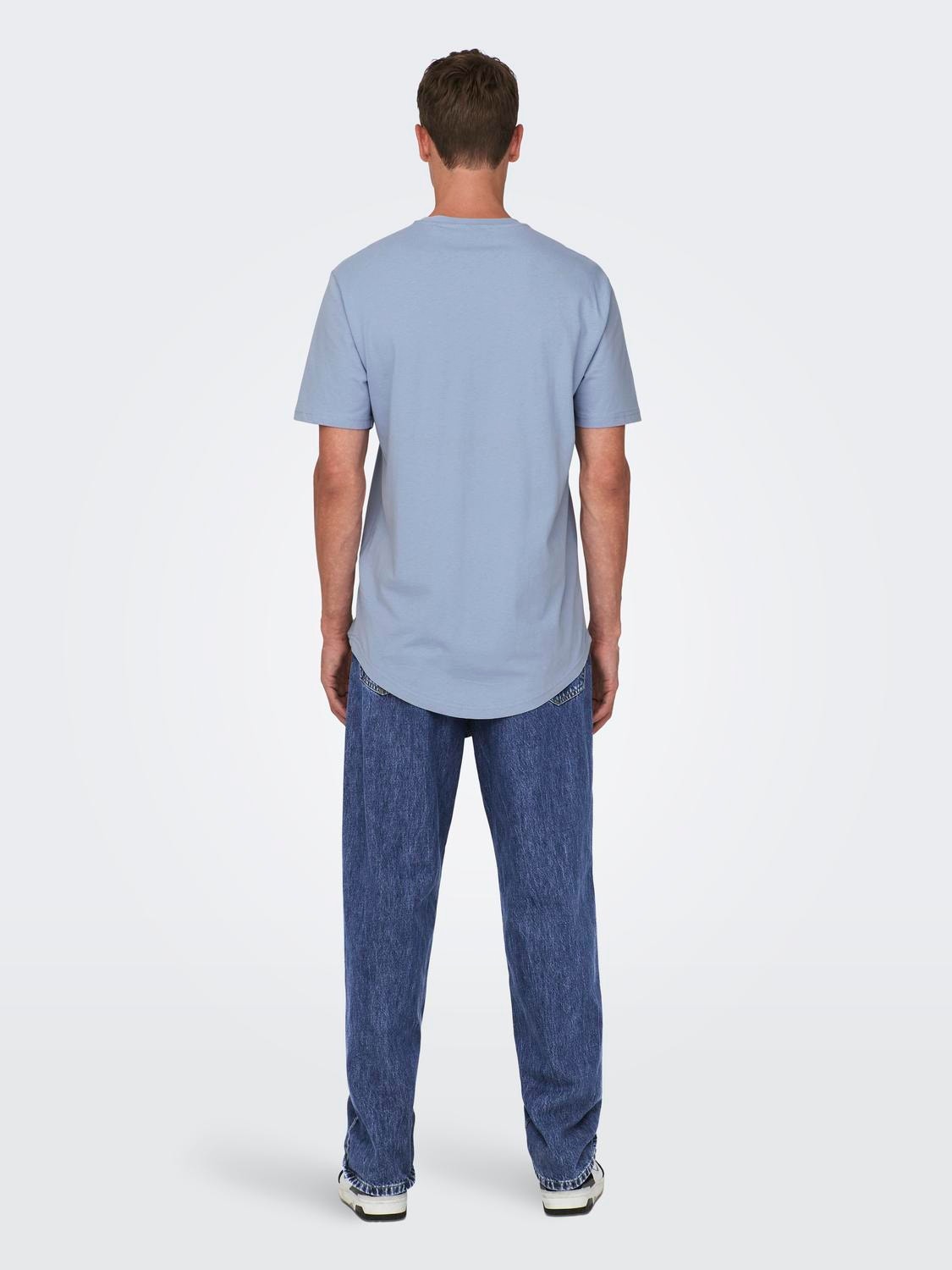 ONLY & SONS Long Line Fit Round Neck T-Shirt -Eventide - 22002973
