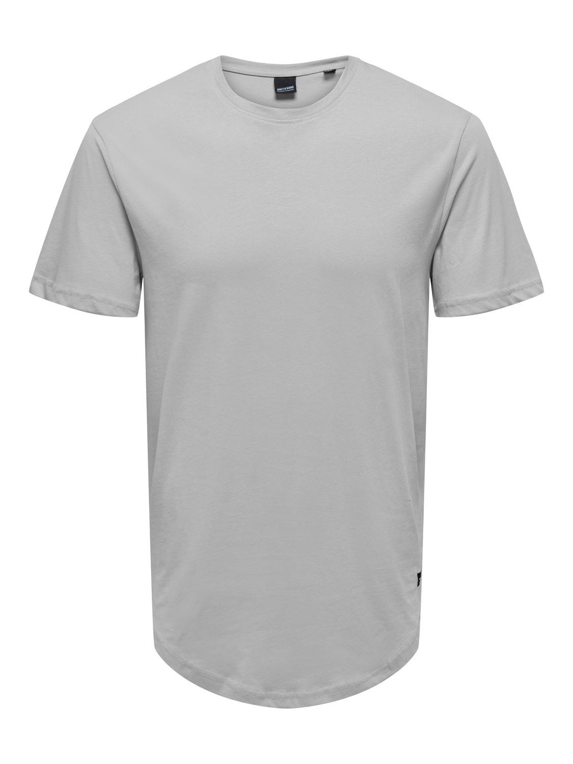 ONLY & SONS Long Line Fit O-ringning T-shirt -Mirage Gray - 22002973