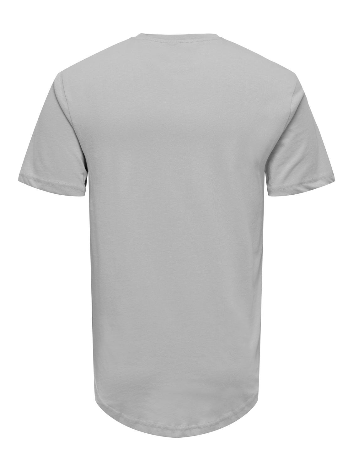ONLY & SONS Long Line Fit Round Neck T-Shirt -Mirage Gray - 22002973