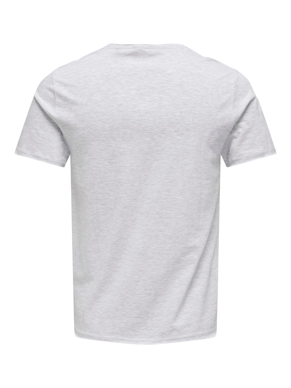 ONLY & SONS Regular Fit Round Neck T-Shirt -White - 22005108