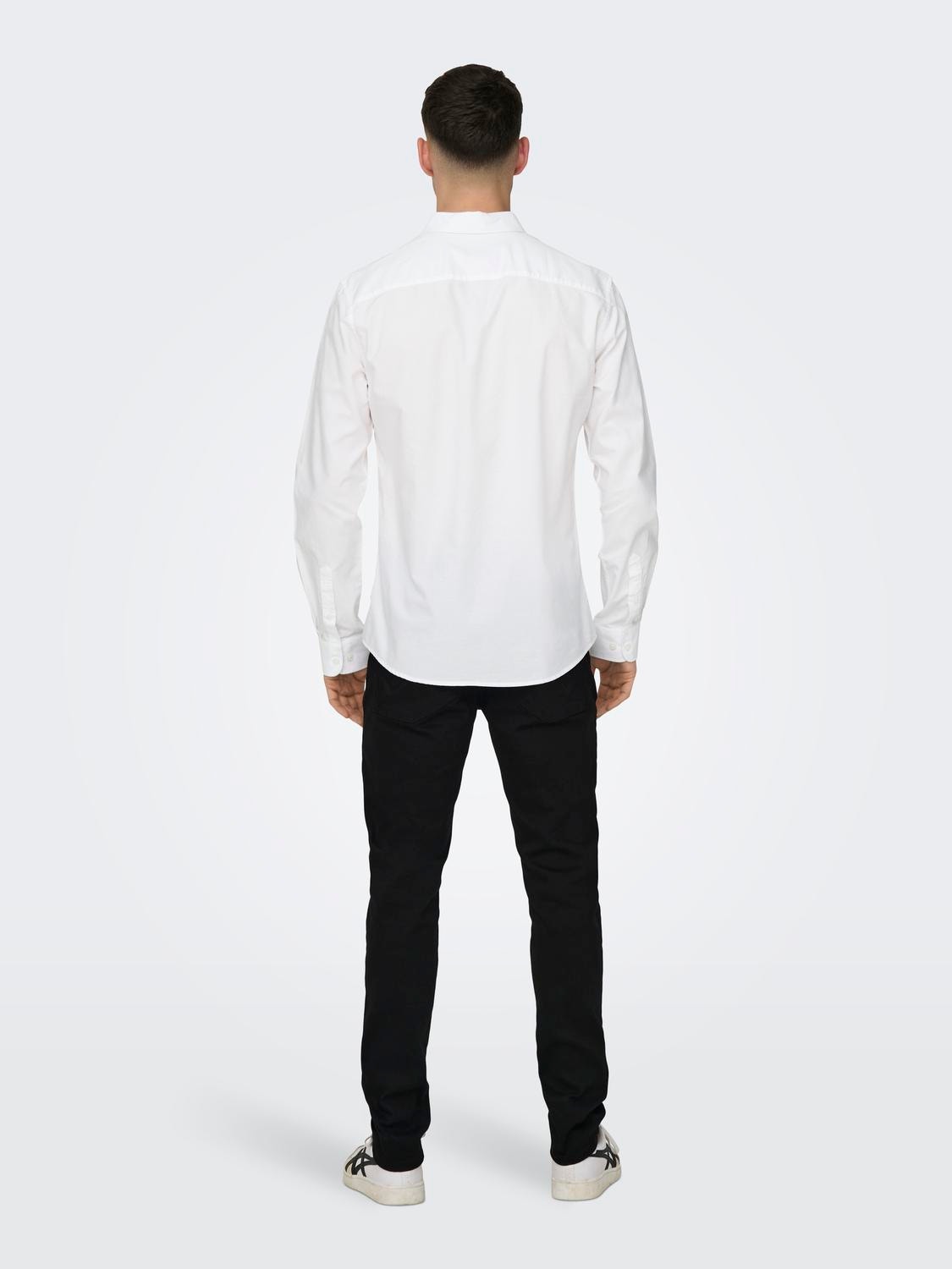 ONLY & SONS Slim Fit Button down-krage Skjorta -White - 22006479