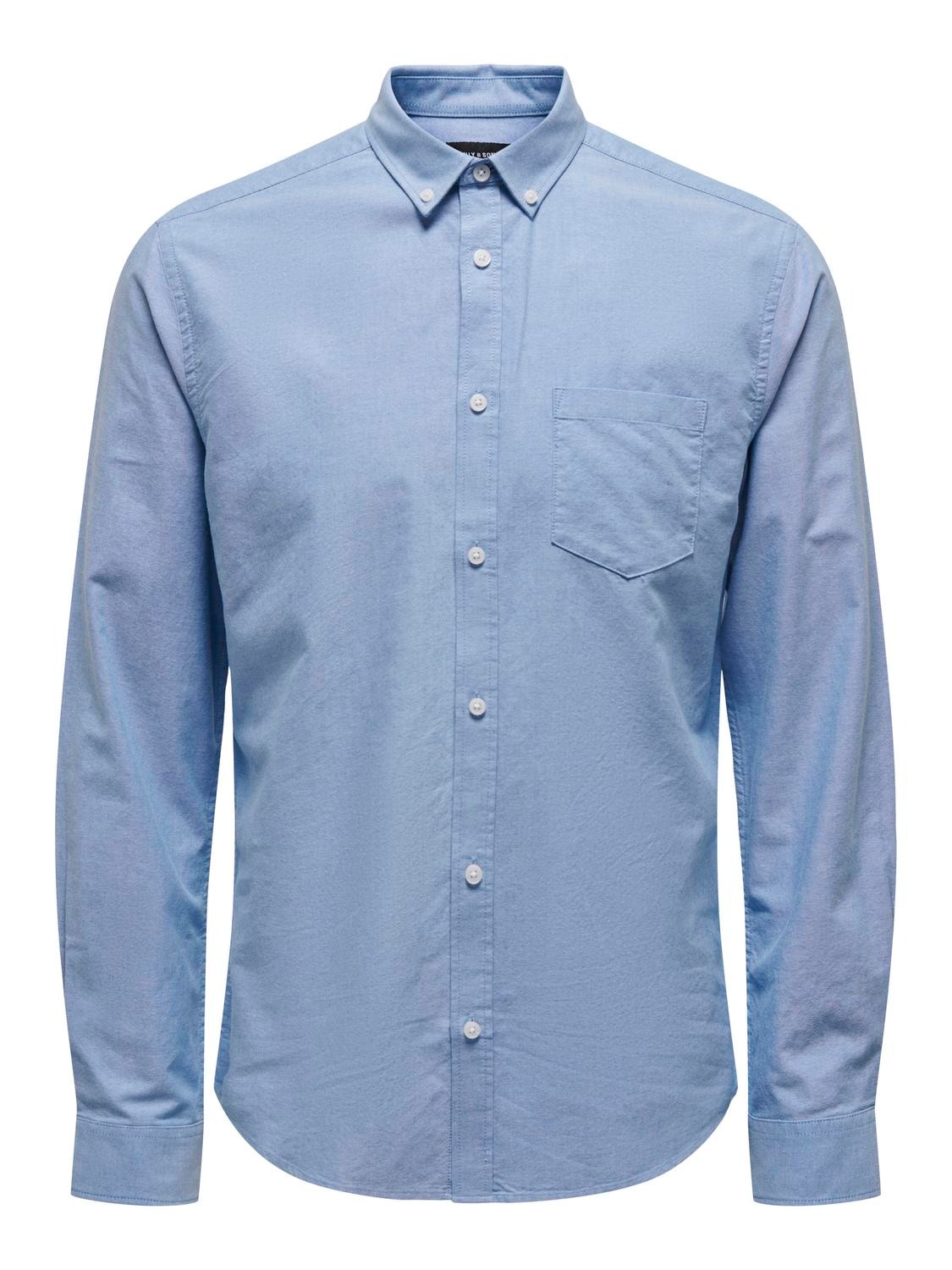 ONLY & SONS Slim Fit Kneppet krage Skjorte -Cashmere Blue - 22006479