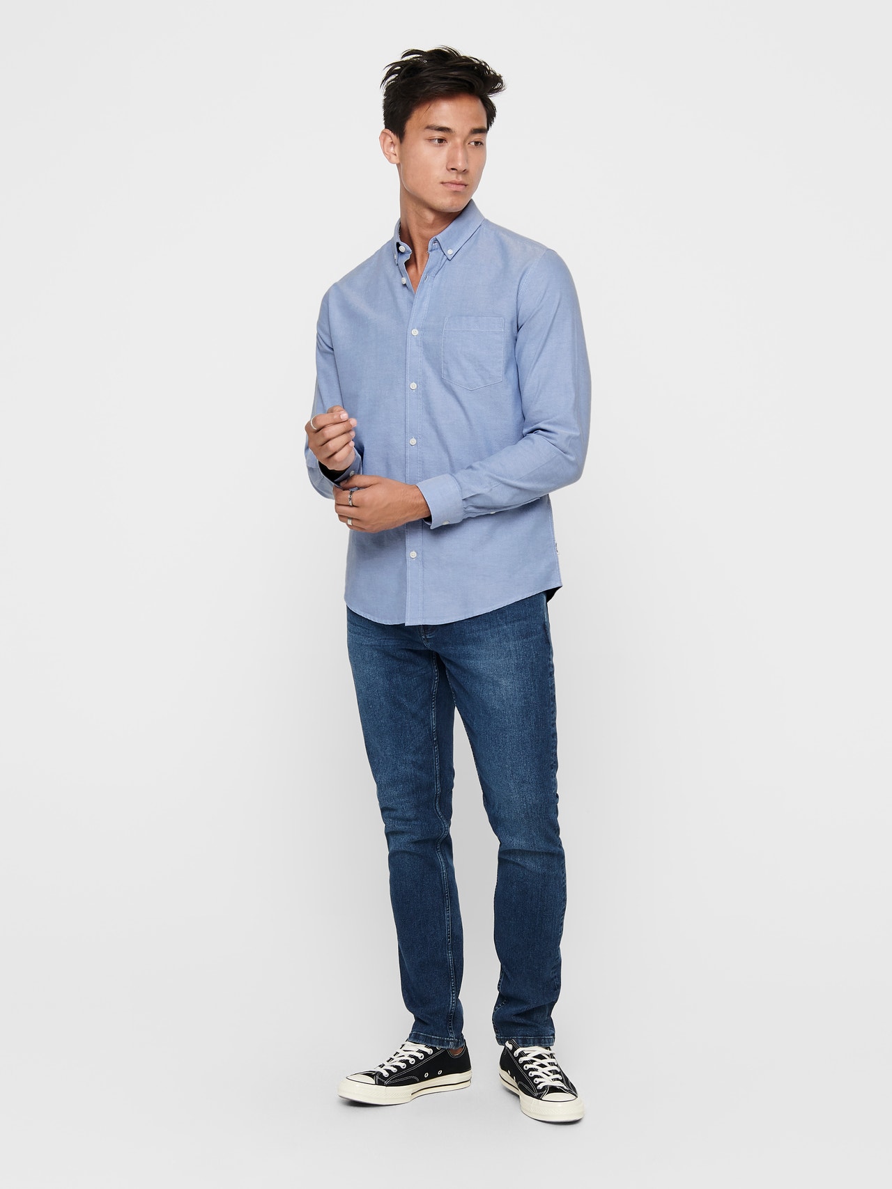 ONLY & SONS Slim Fit Button-Down Kragen Hemd -Cashmere Blue - 22006479
