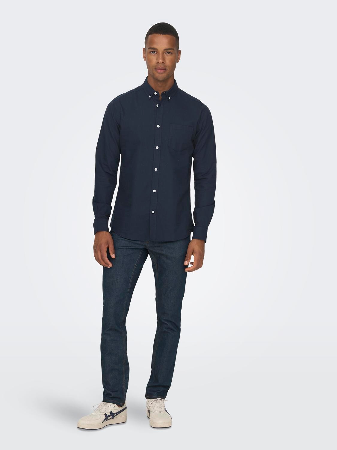 ONLY & SONS Chemises Slim Fit Col boutonné -Dark Navy - 22006479
