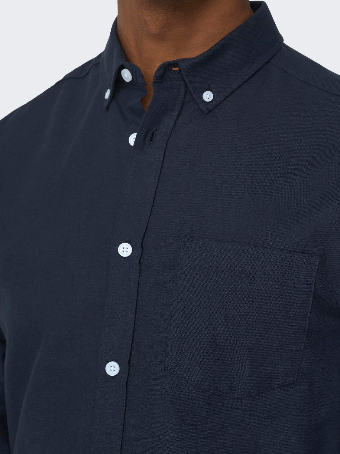 ONLY & SONS Slim Fit Button-down collar Shirt -Dark Navy - 22006479