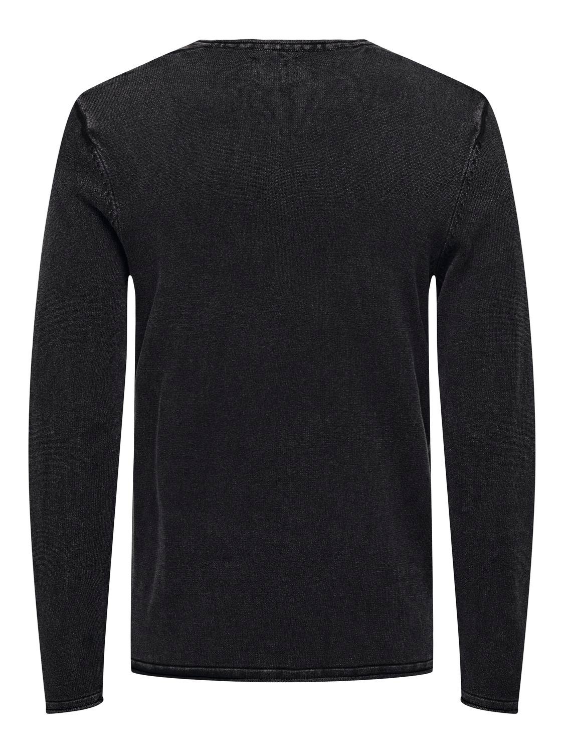 Crew neck knitted pullover | Black | ONLY & SONS®