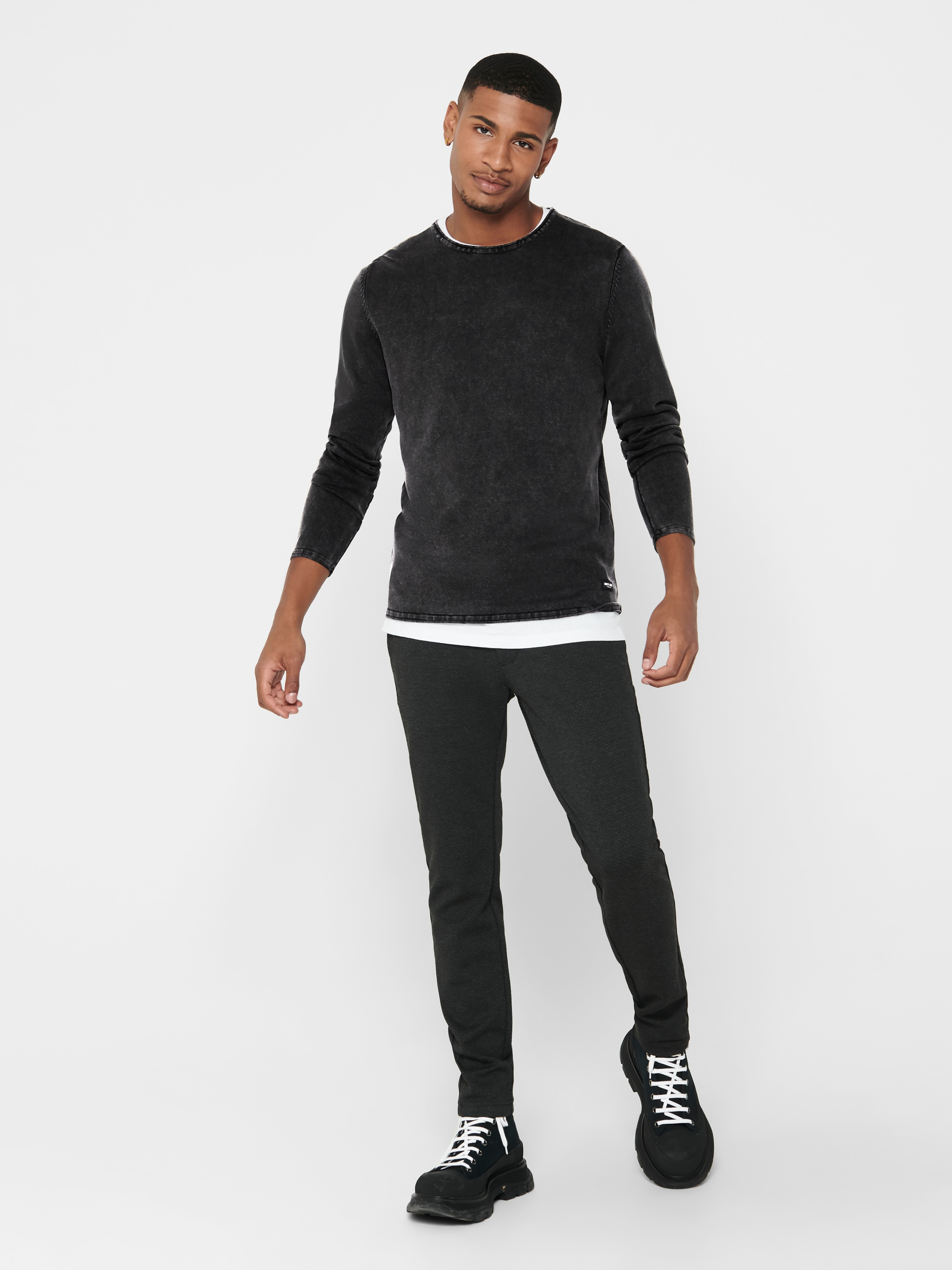 Regular Fit Crew neck Pullover | Black | ONLY & SONS®