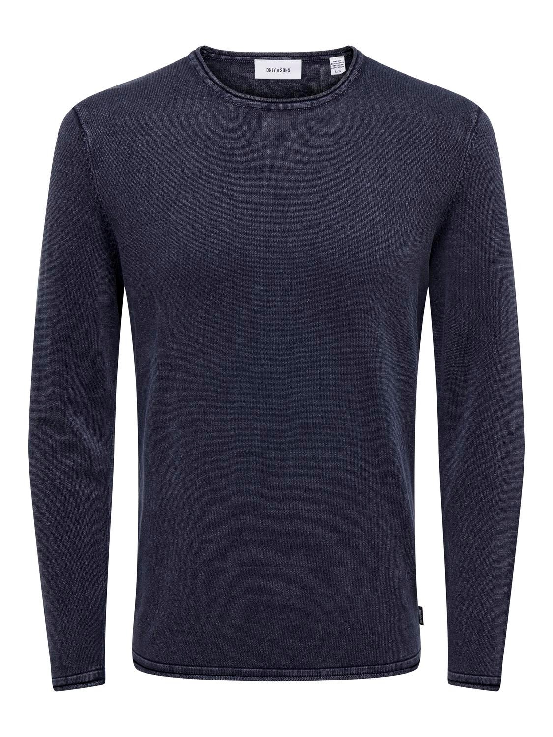Crew neck knitted pullover | Dark Blue | ONLY & SONS®