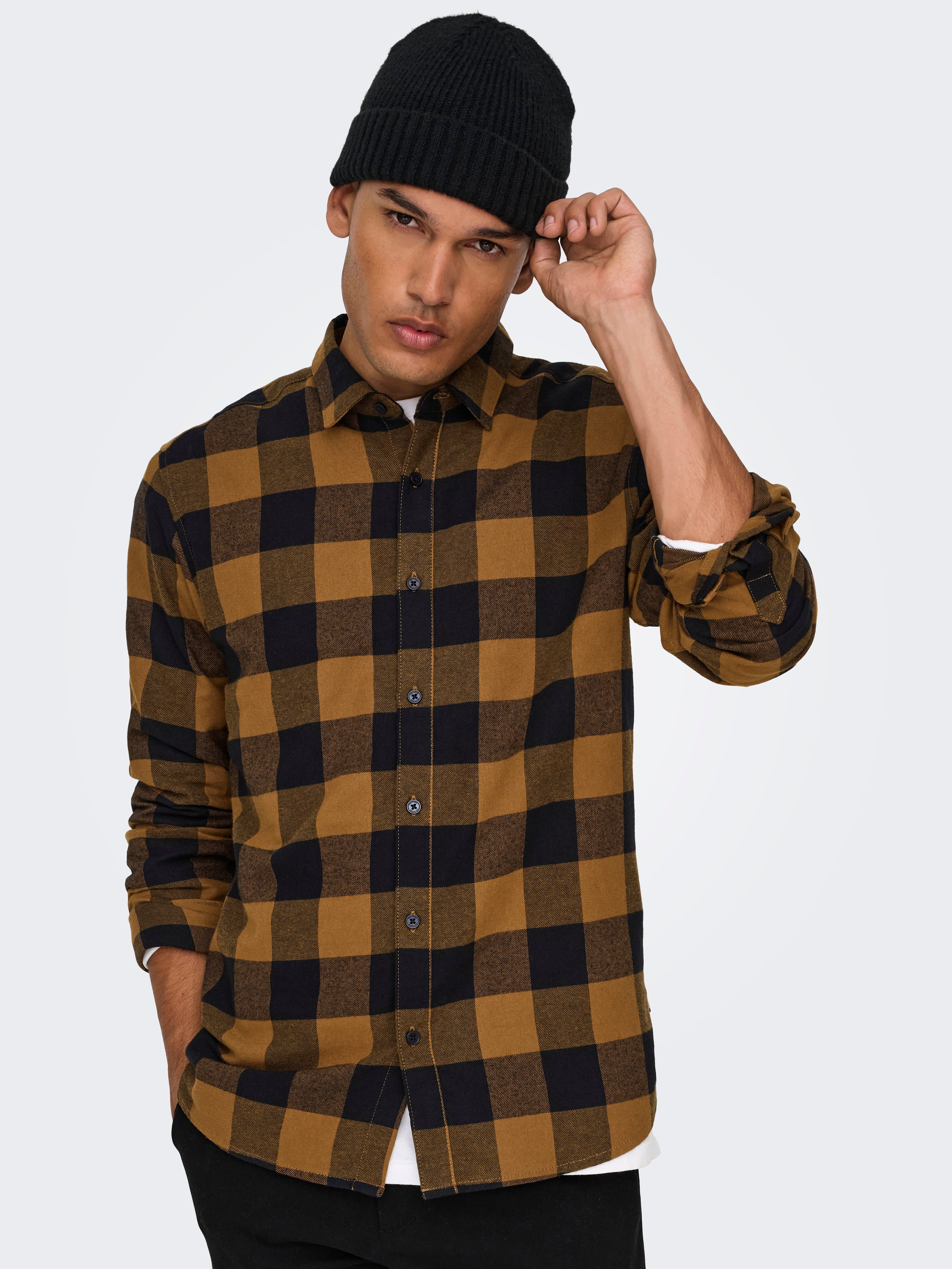 オープニングセール 22aw HERLL shirt brown | aemidia.com