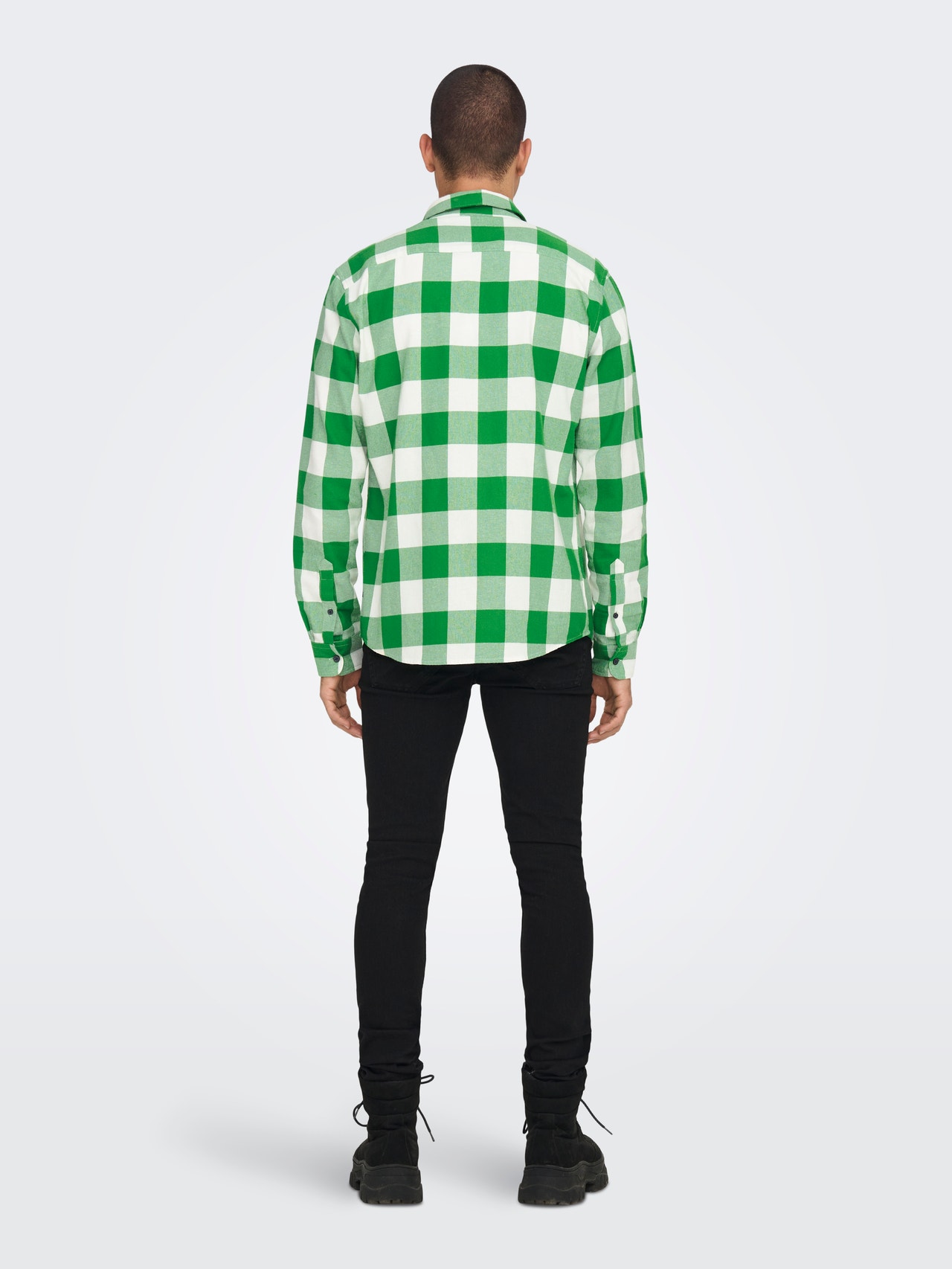 ONLY & SONS Slim fit checked shirt -Medium Green - 22007112