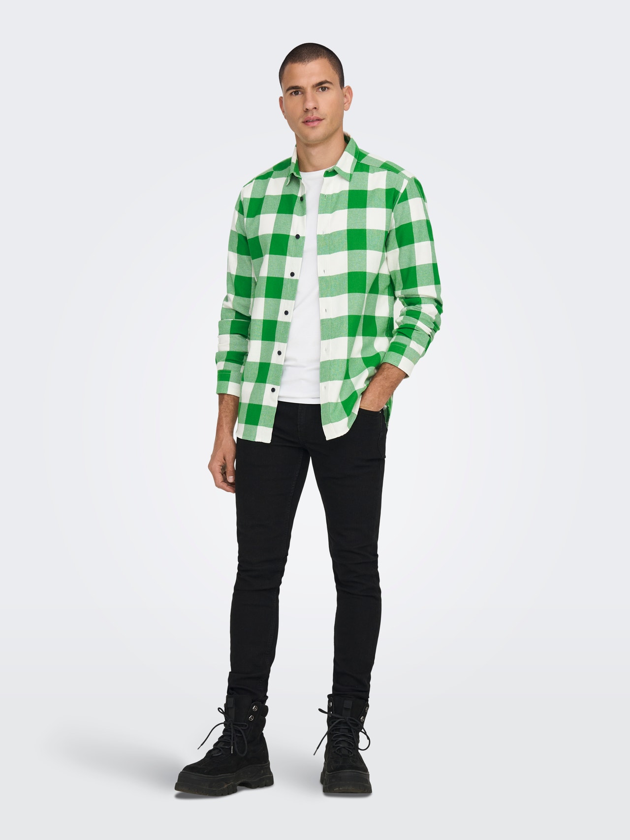 ONLY & SONS Chemises Slim Fit Col chemise -Medium Green - 22007112