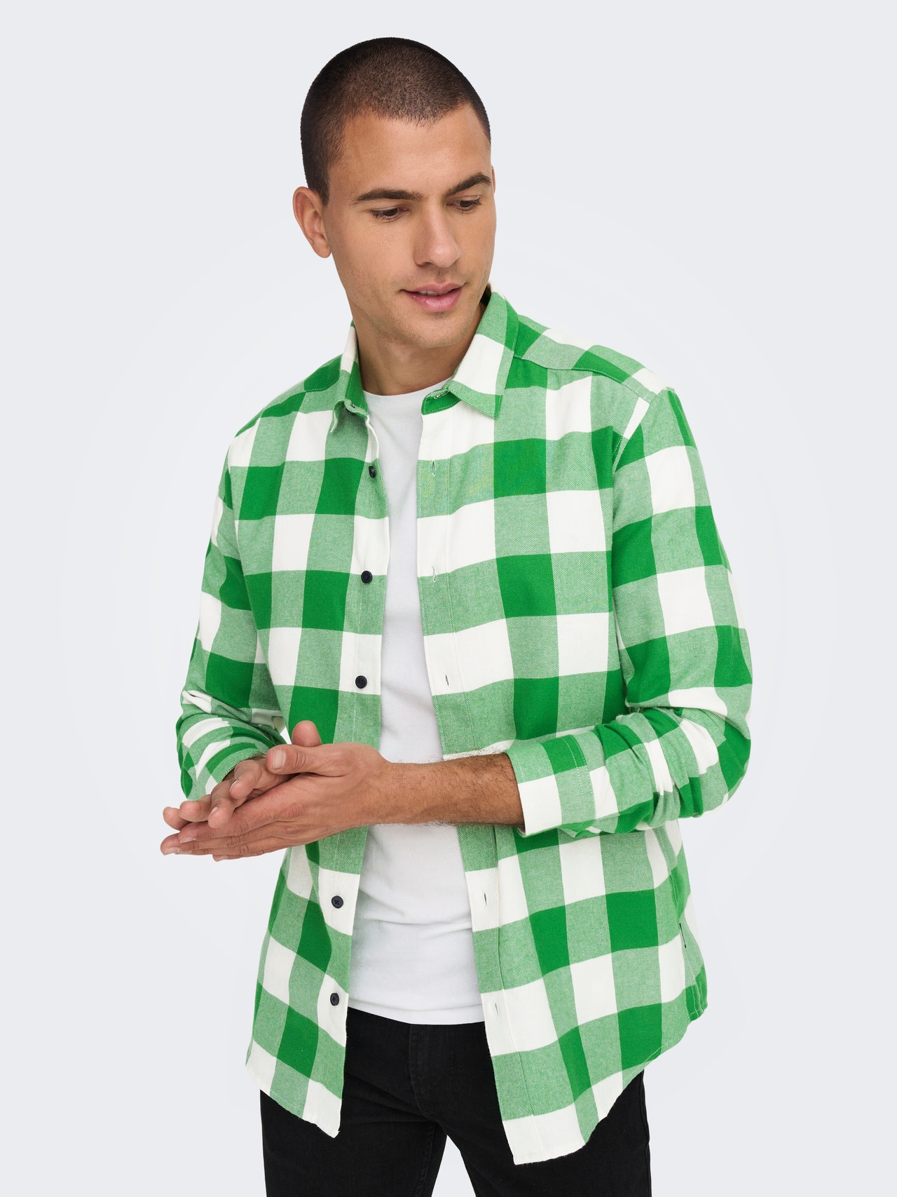 ONLY & SONS Camisas Corte slim Cuello de camisa -Medium Green - 22007112