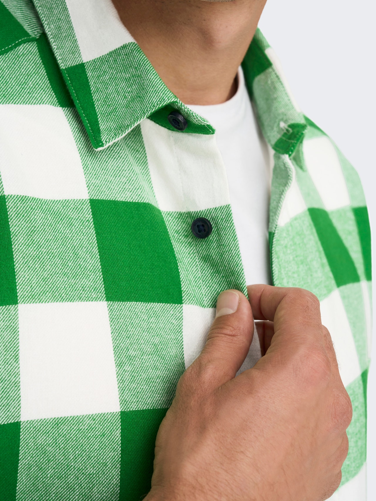 ONLY & SONS Slim fit checked shirt -Medium Green - 22007112