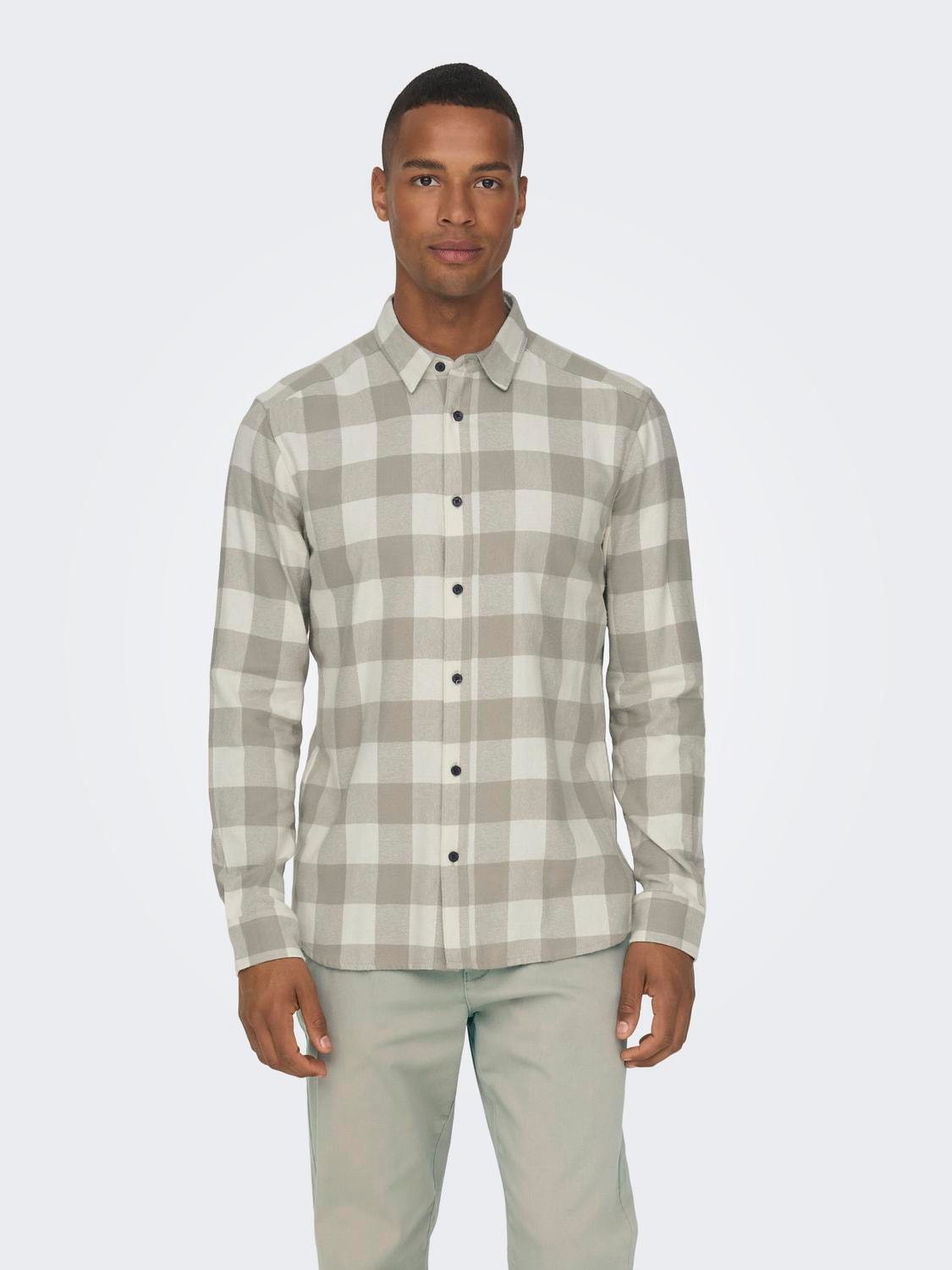ONLY & SONS Slim fit Overhemd kraag Overhemd -Antique White - 22007112