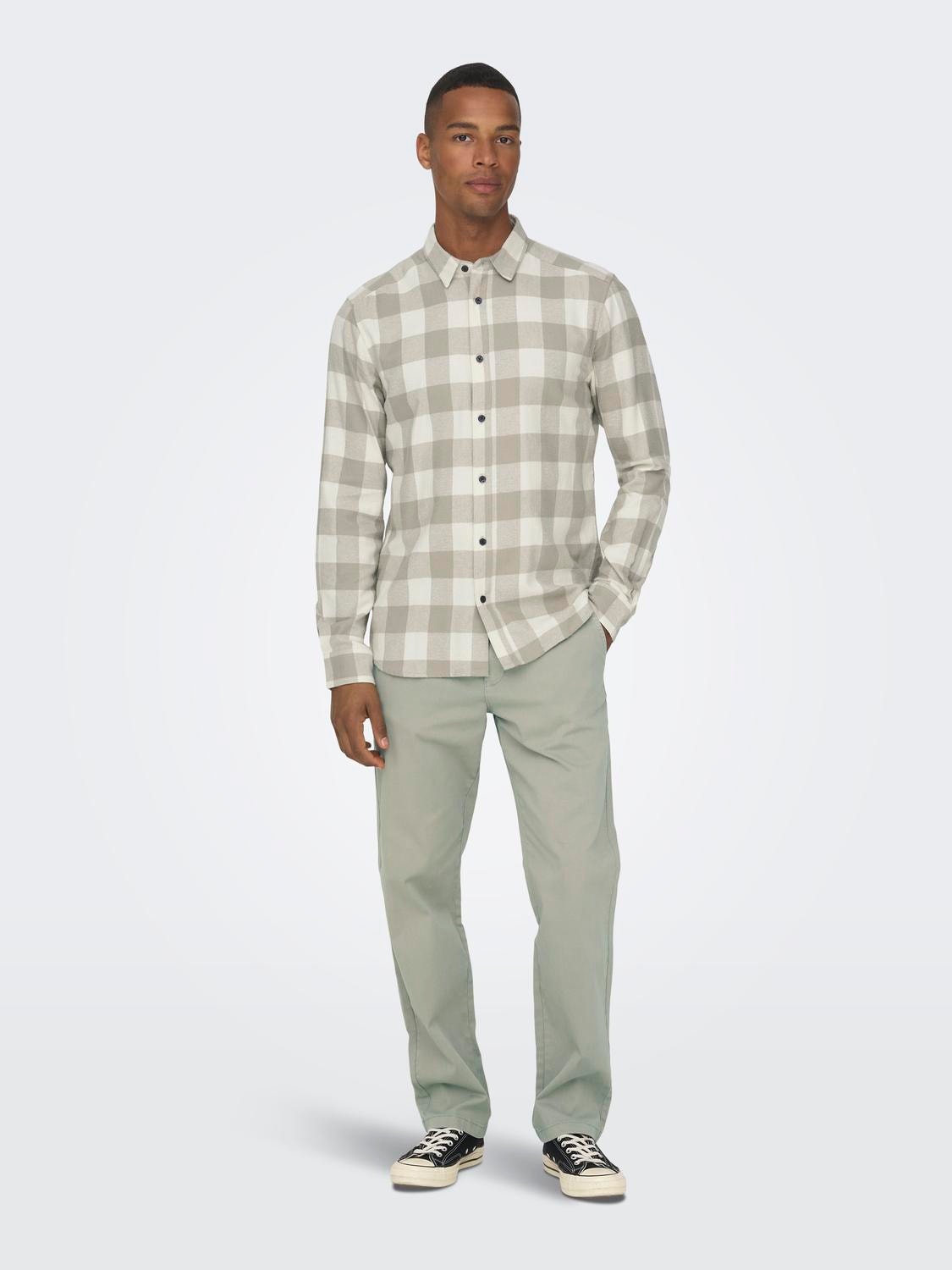 ONLY & SONS Slim Fit Skjortekrage Skjorte -Antique White - 22007112