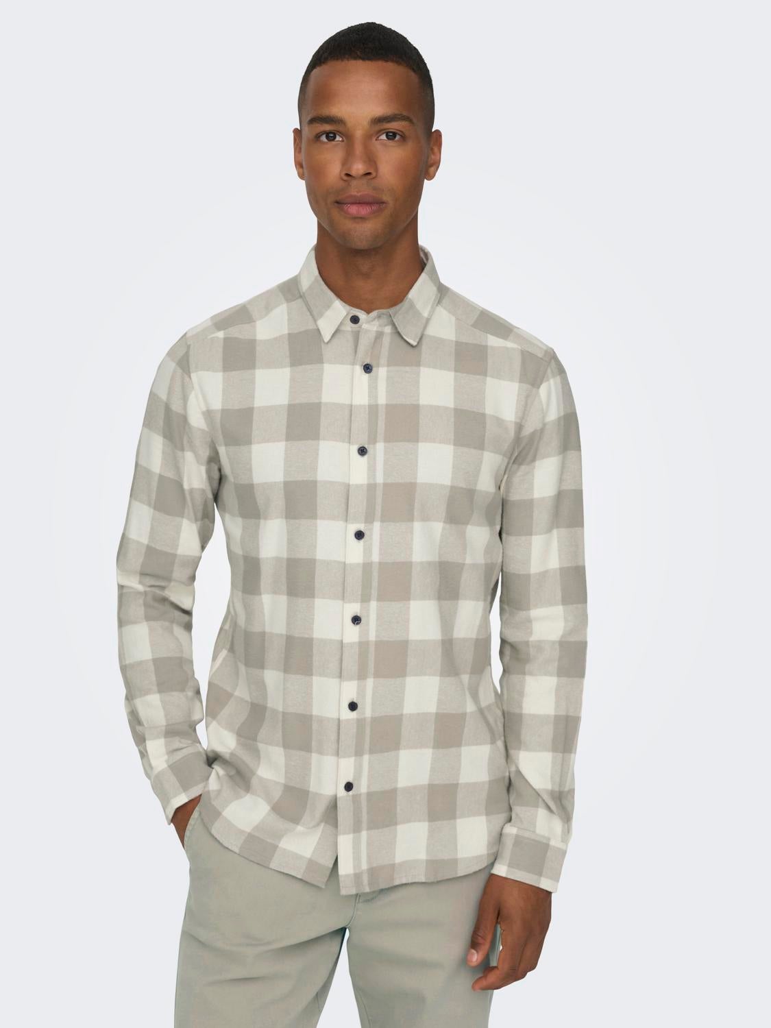 Slim fit checked shirt | Off.White | ONLY & SONS®
