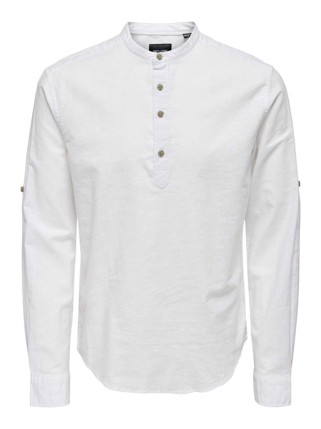 ONLY & SONS Camicie Slim Fit Colletto Cinese -White - 22009883