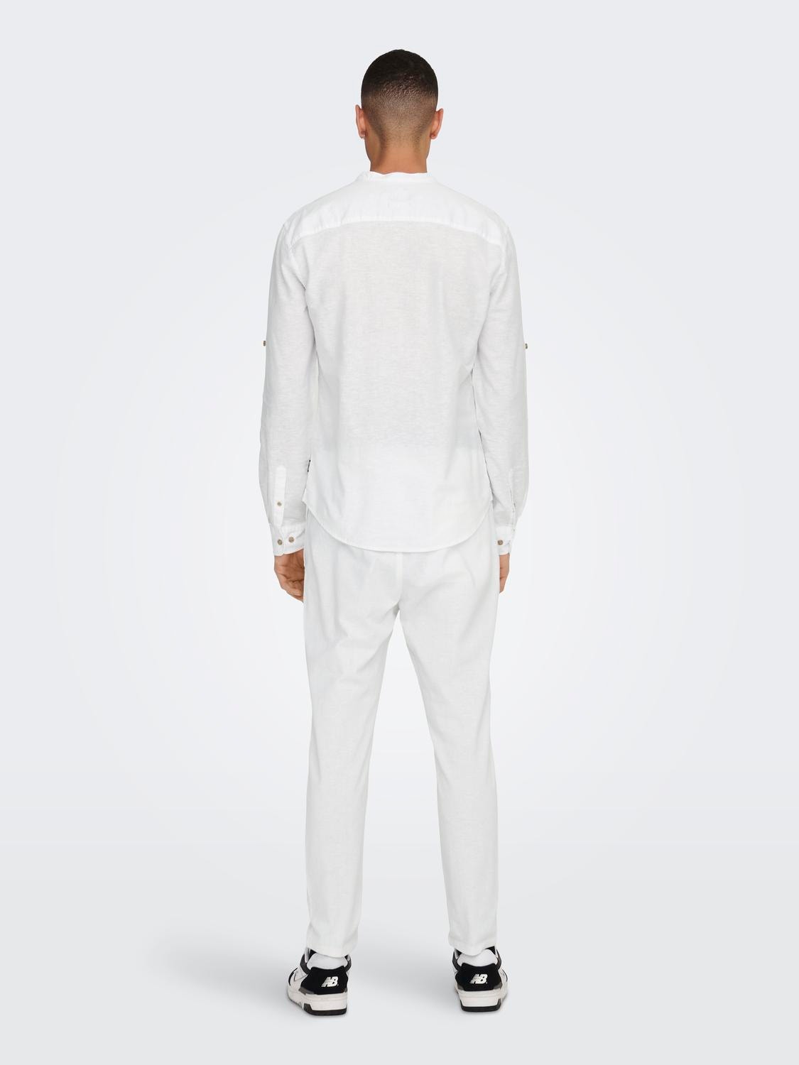 ONLY & SONS Krój slim Dekolt chiński Koszula -White - 22009883