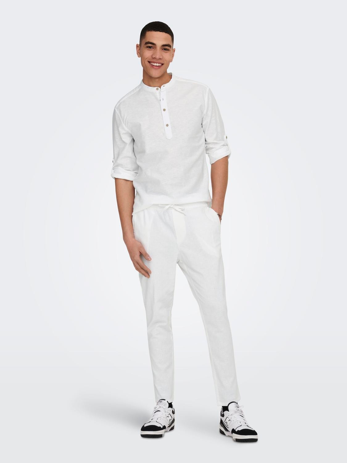 ONLY & SONS Camicie Slim Fit Colletto Cinese -White - 22009883