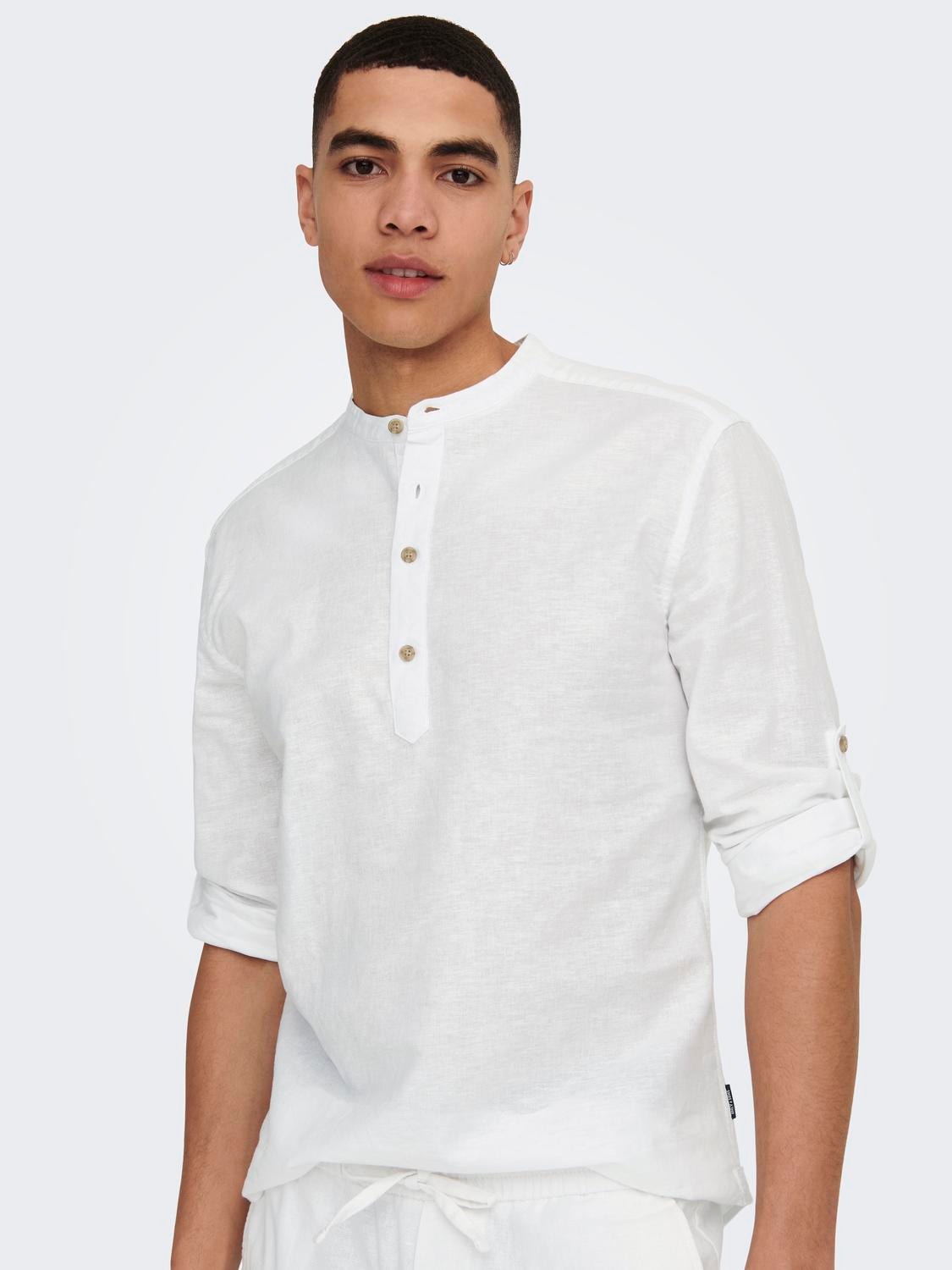 ONLY & SONS Slim Fit China Collar Shirt -White - 22009883