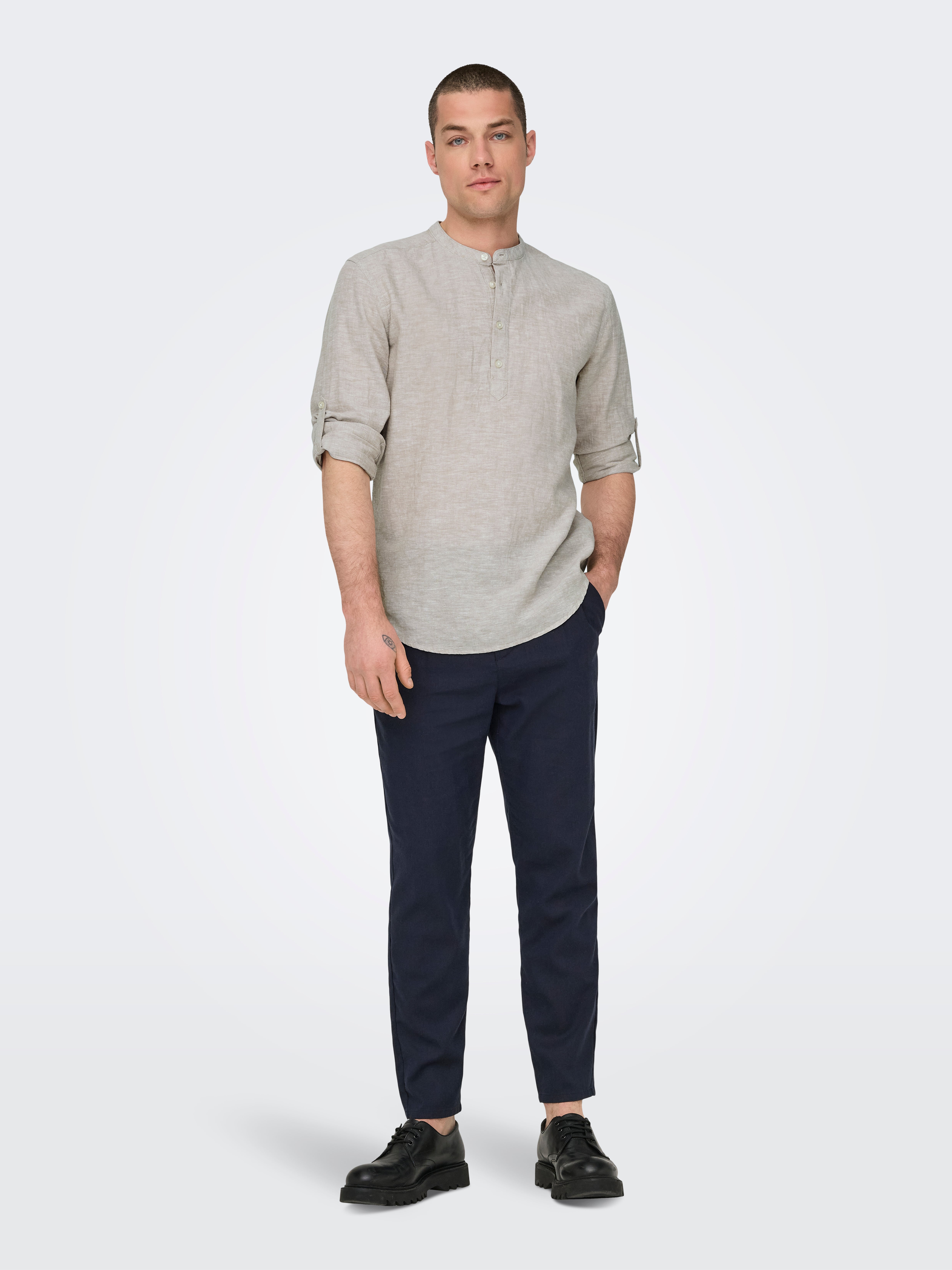 Henley over outlet collared shirt