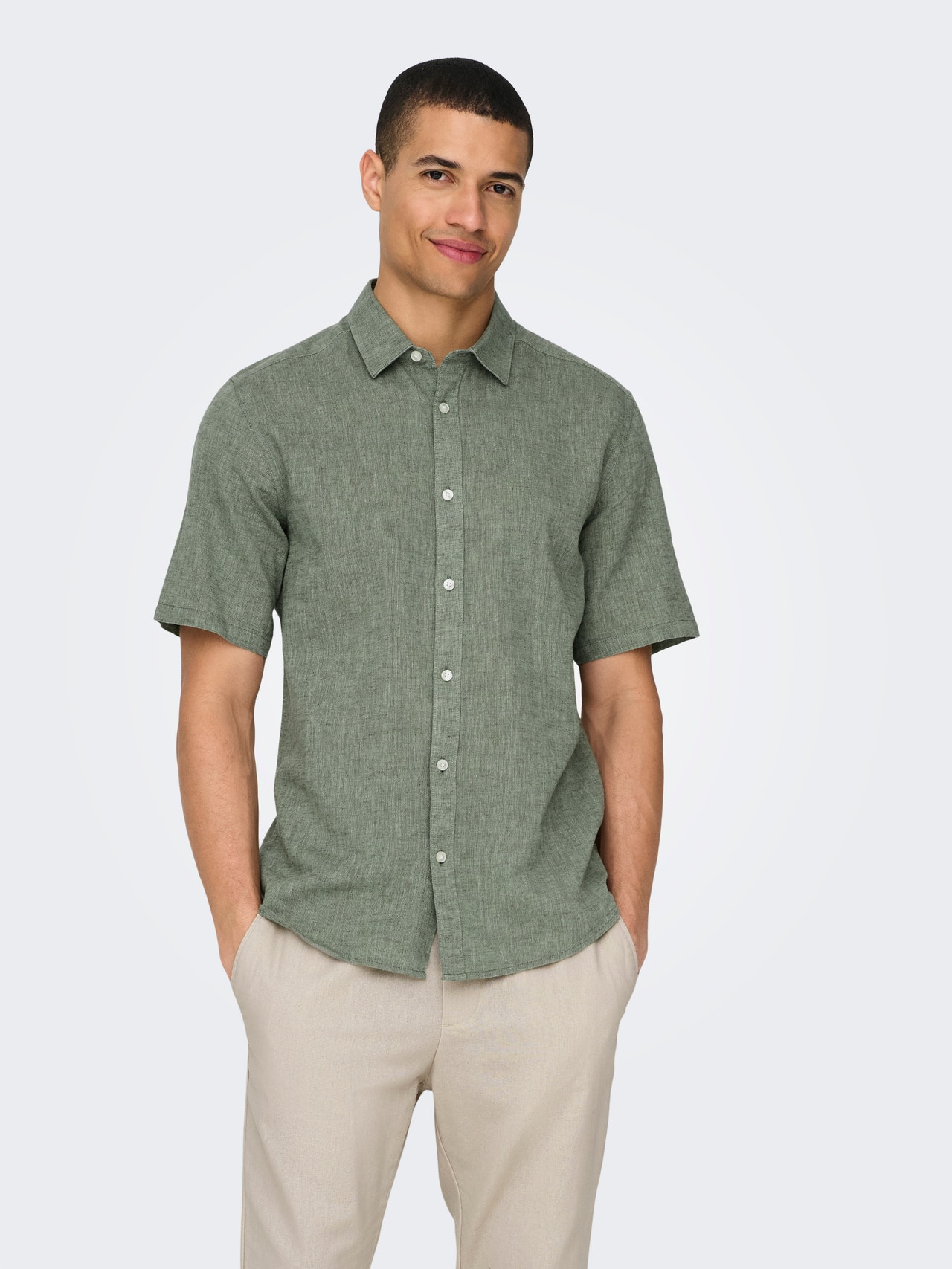 ONLY & SONS Camisas Corte slim Cuello de camisa -Swamp - 22009885