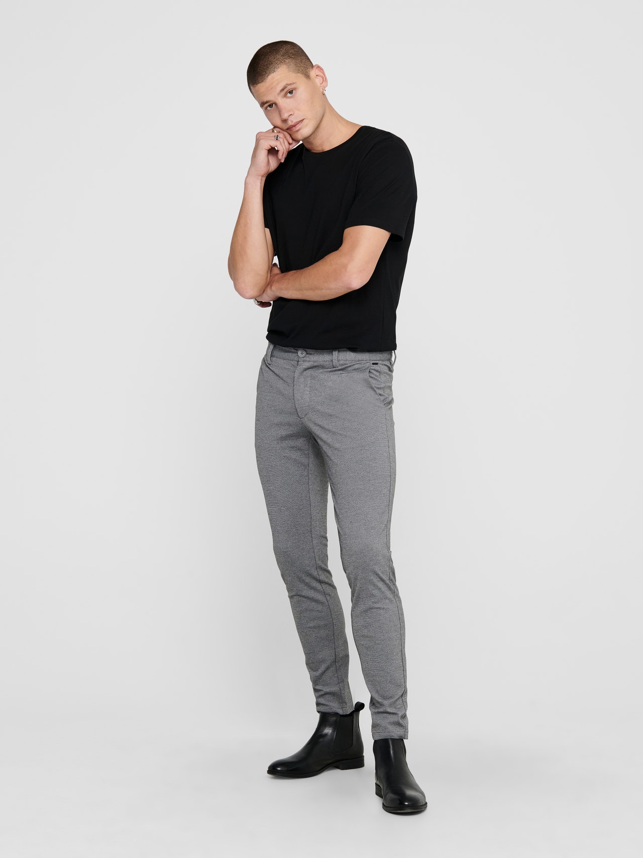 ONLY & SONS Solid colored chinos -Medium Grey Melange - 22010209