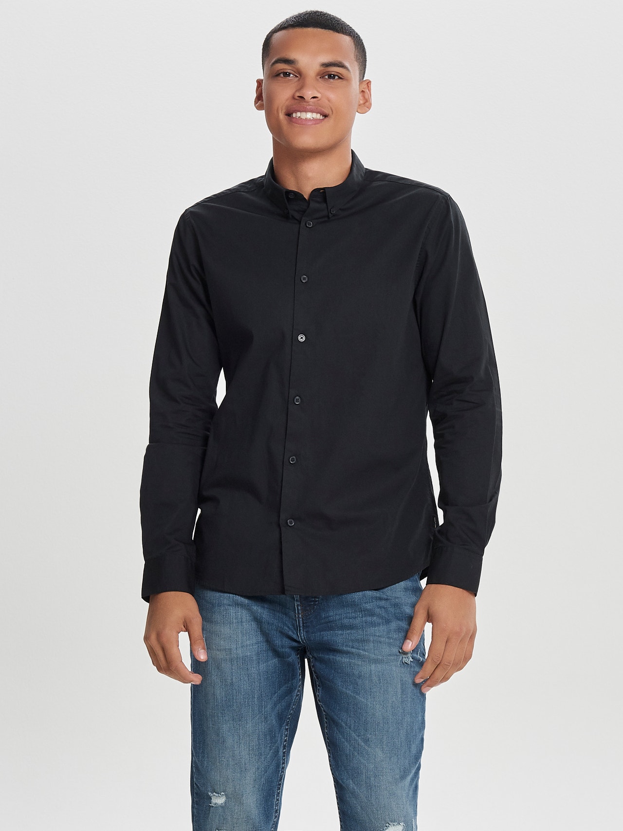 ONLY & SONS Slim Fit Shirt collar Shirt -Black - 22010862