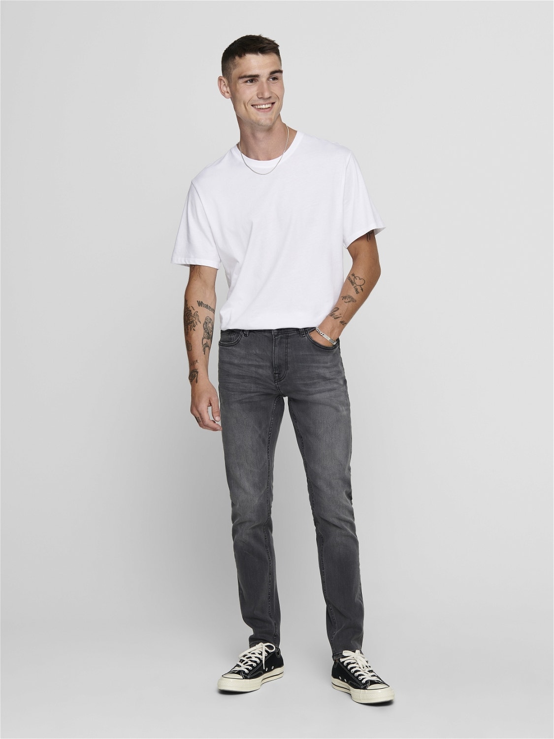 ONLY & SONS Skinny Fit Low rise Jeans -Grey Denim - 22012051