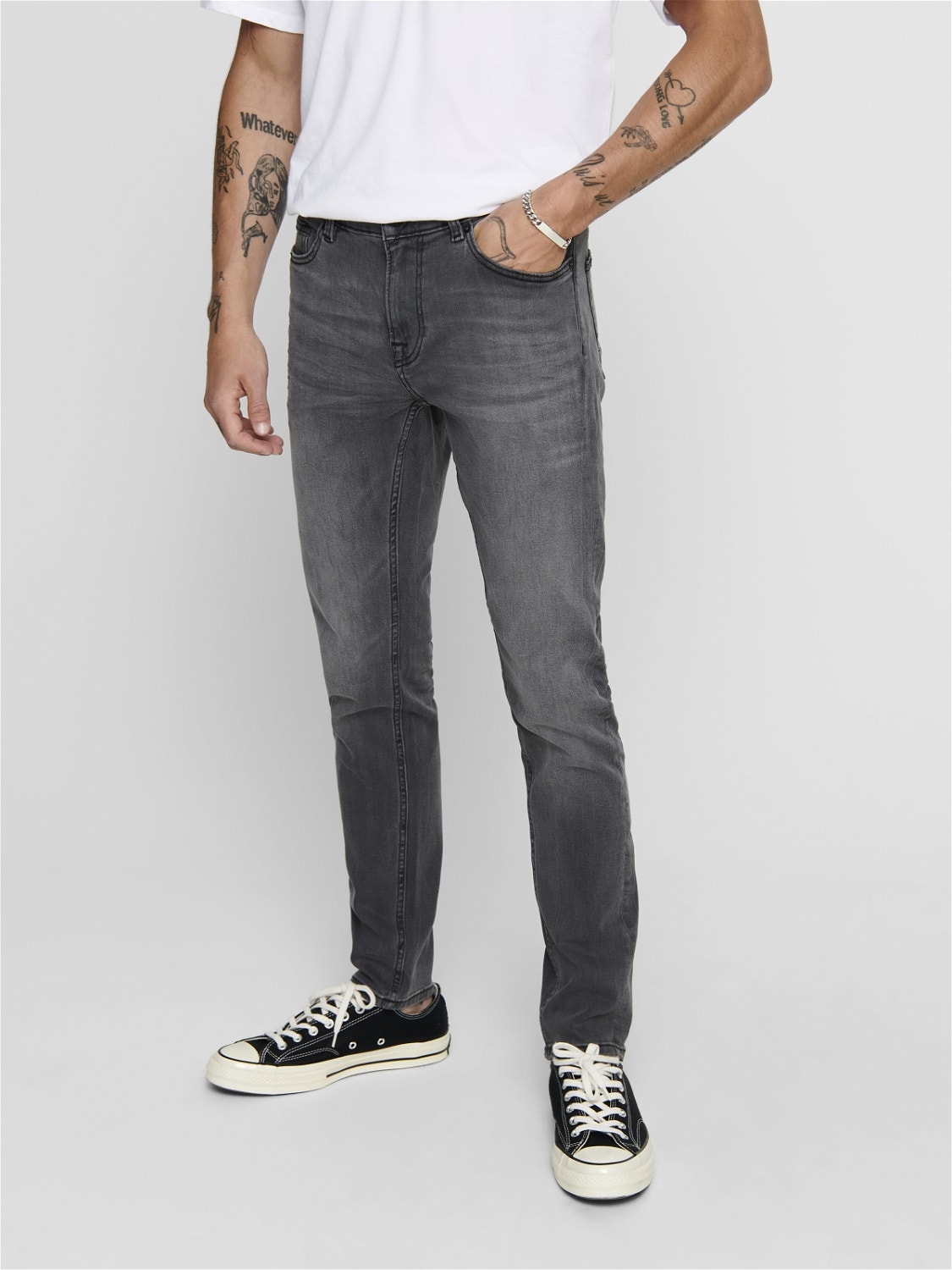 ONLY & SONS Skinny Fit Niedrige Taille Jeans -Grey Denim - 22012051