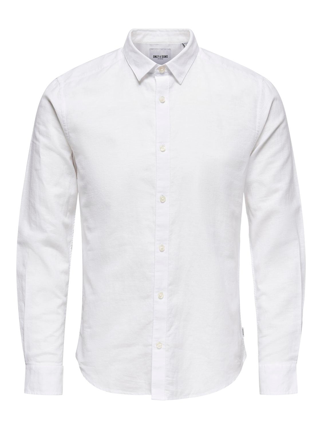 ONLY & SONS slim fit Linen shirt -White - 22012321