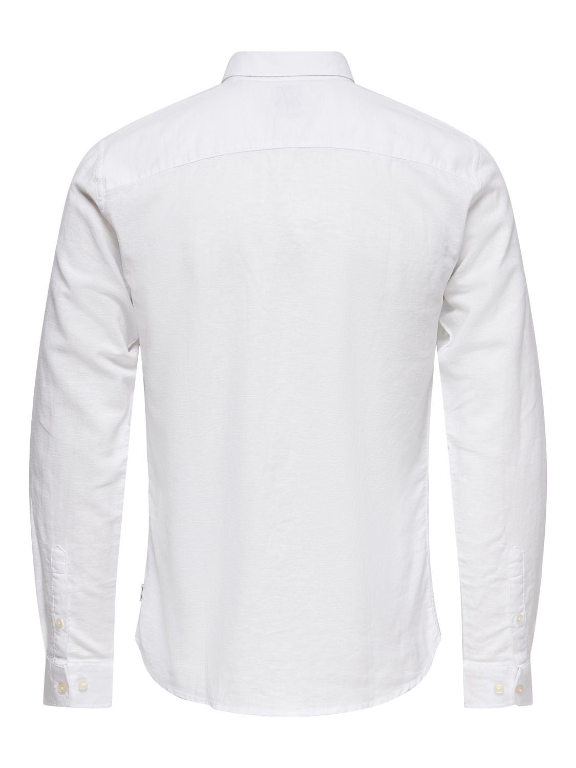 ONLY & SONS Slim fit hør skjorte -White - 22012321