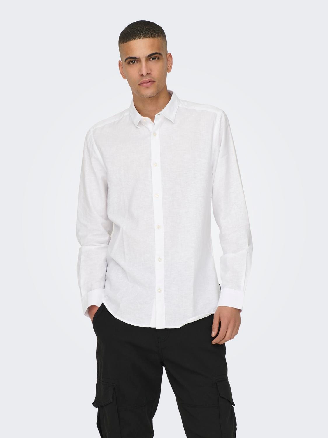 ONLY & SONS Camisas Corte slim Cuello de camisa -White - 22012321