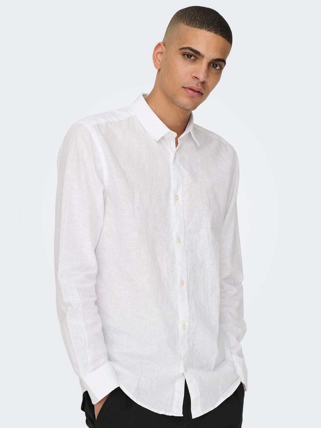 ONLY & SONS Slim Fit Skjortekrage Skjorte -White - 22012321